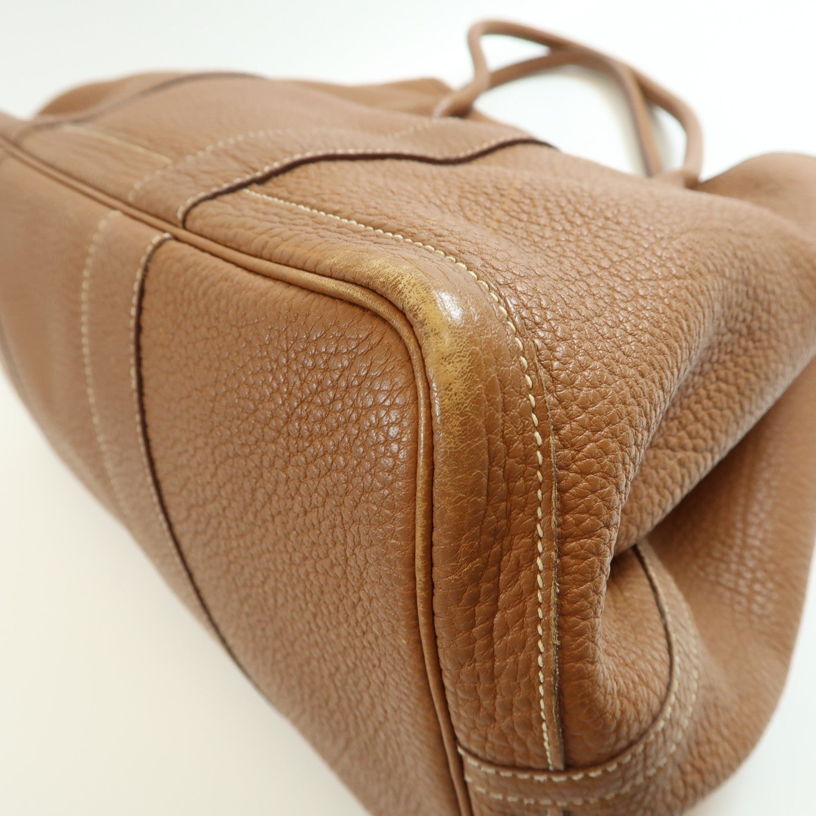 HERMES GHW Garden Party GM Handbag Negonda Leather Brown