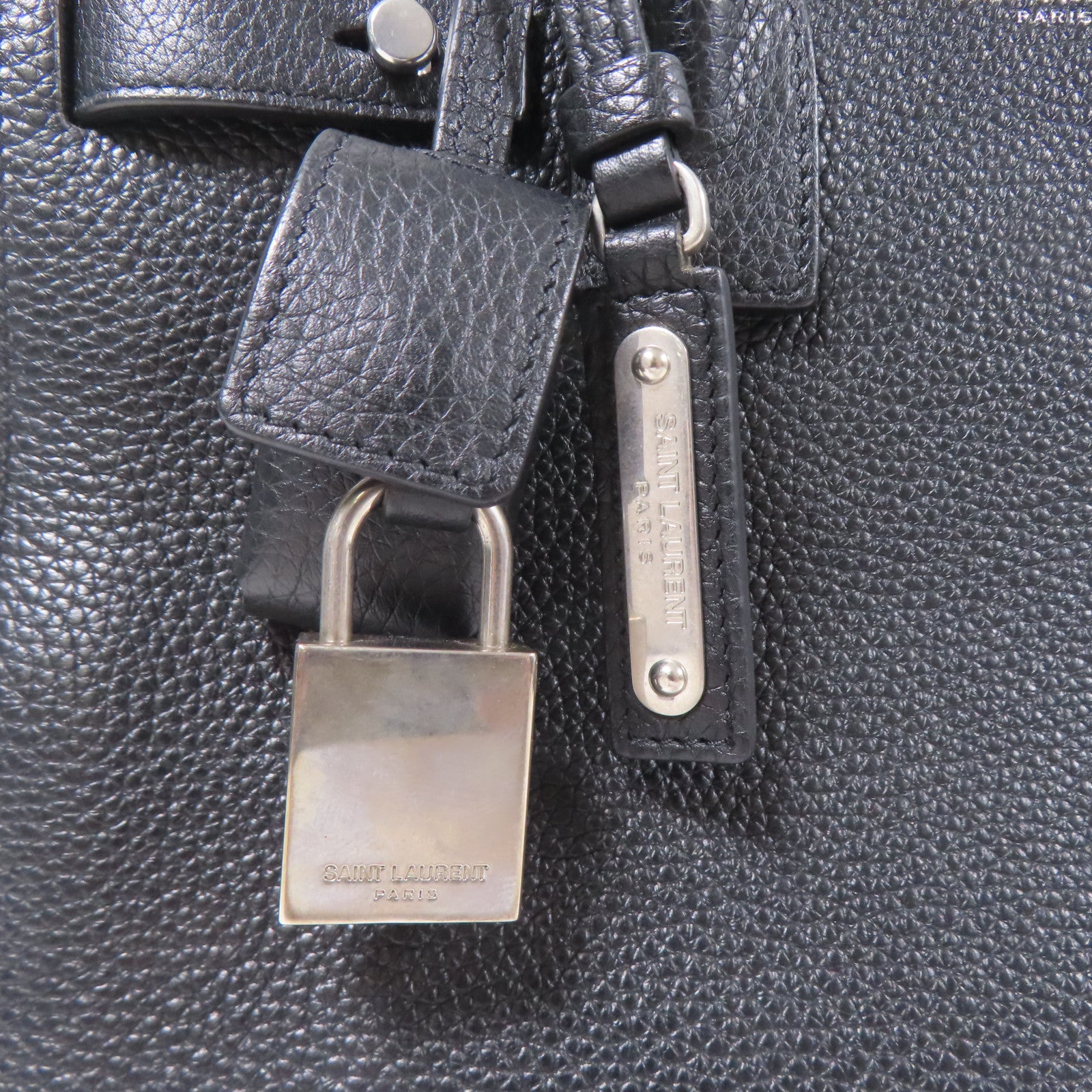 SAINT LAURENT 牛皮皮革Sac De Jour Souple銀扣手挽肩背兩用袋