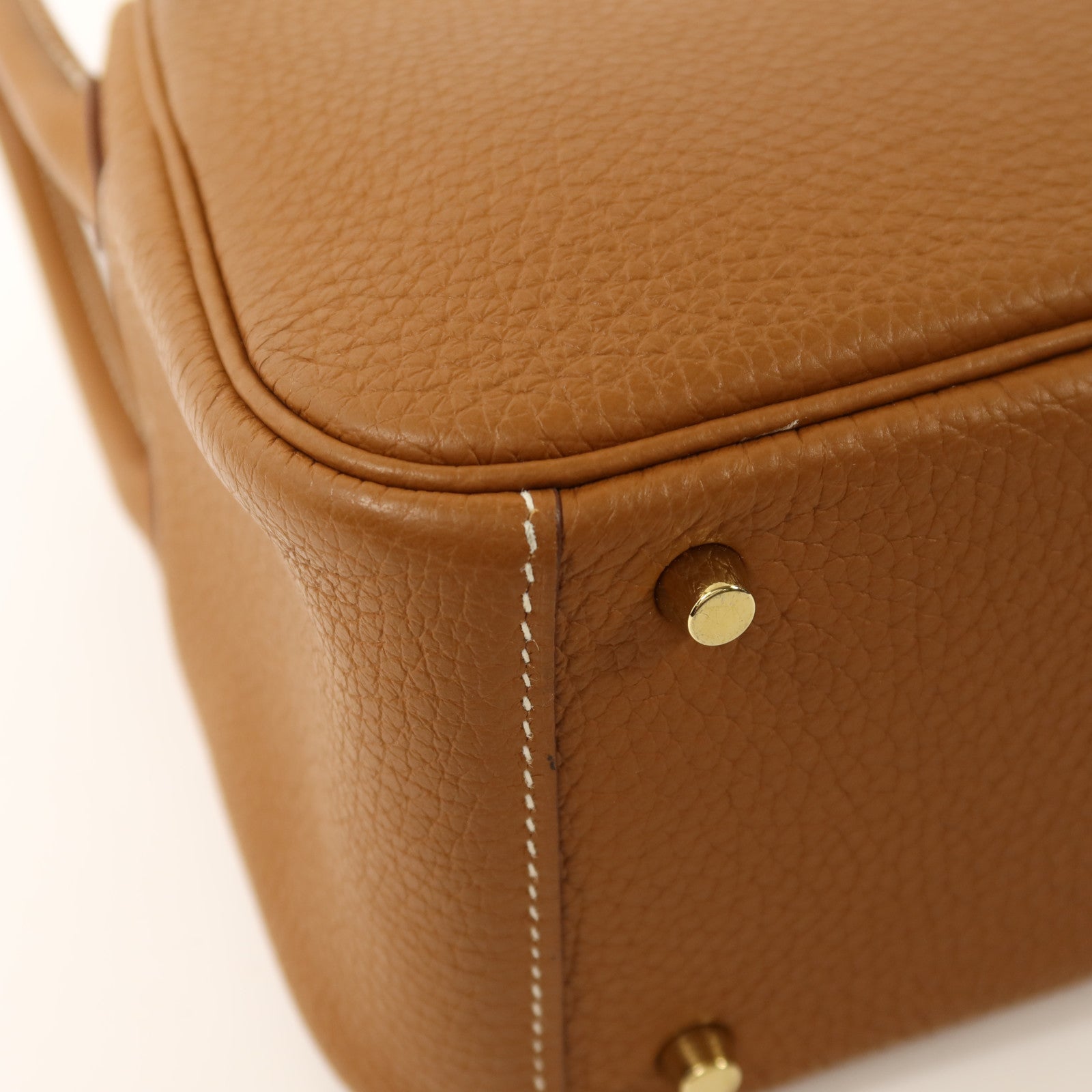 HERMES Clemence皮革Mini Lindy金扣手挽肩背兩用袋Gold