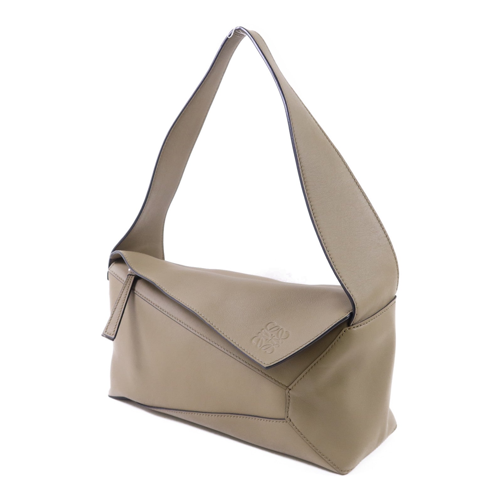 LOEWE 羊皮皮革Puzzle Hobo銀扣肩背袋