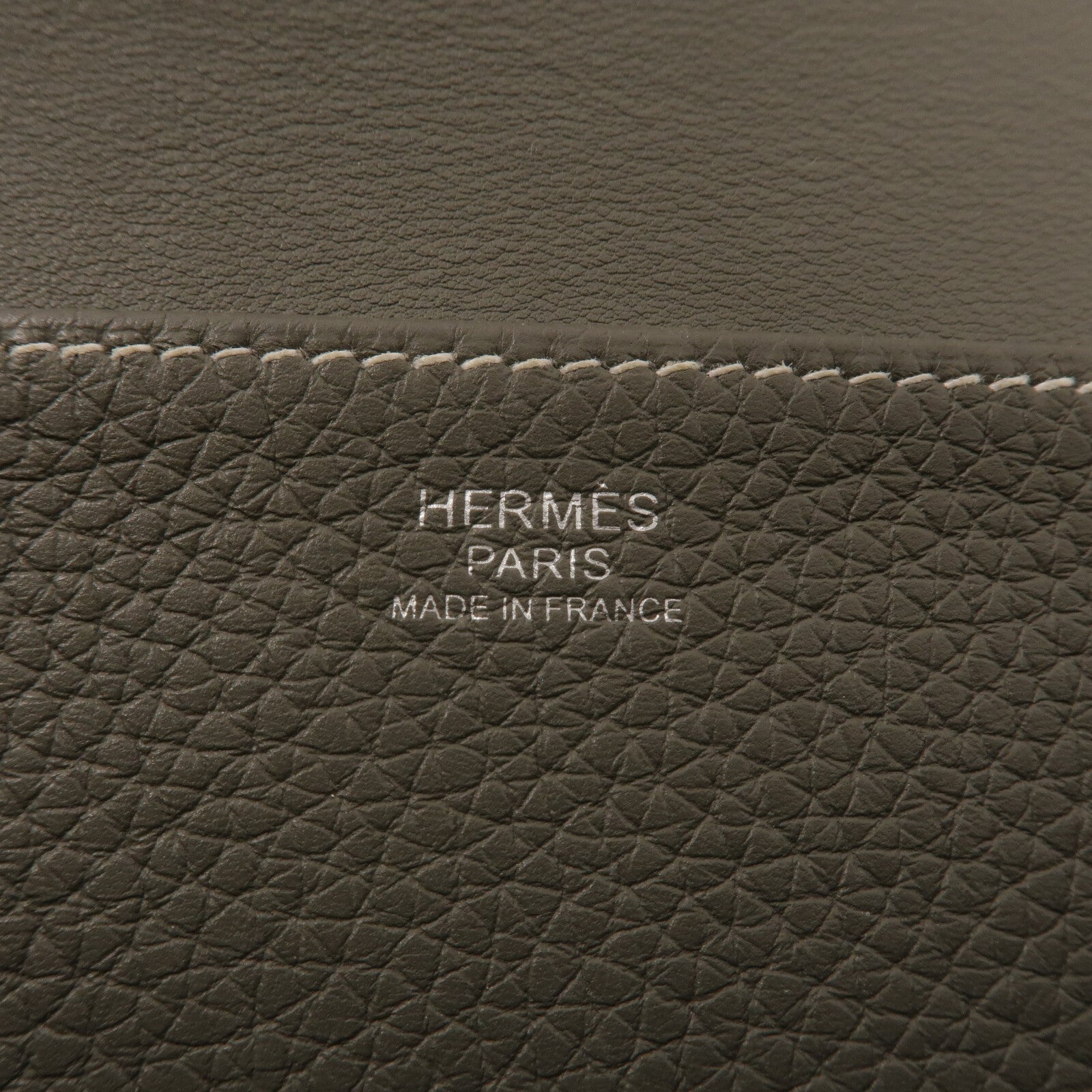 HERMES Clemence皮革Halzan 31手挽肩背兩用袋Gris Meyer
