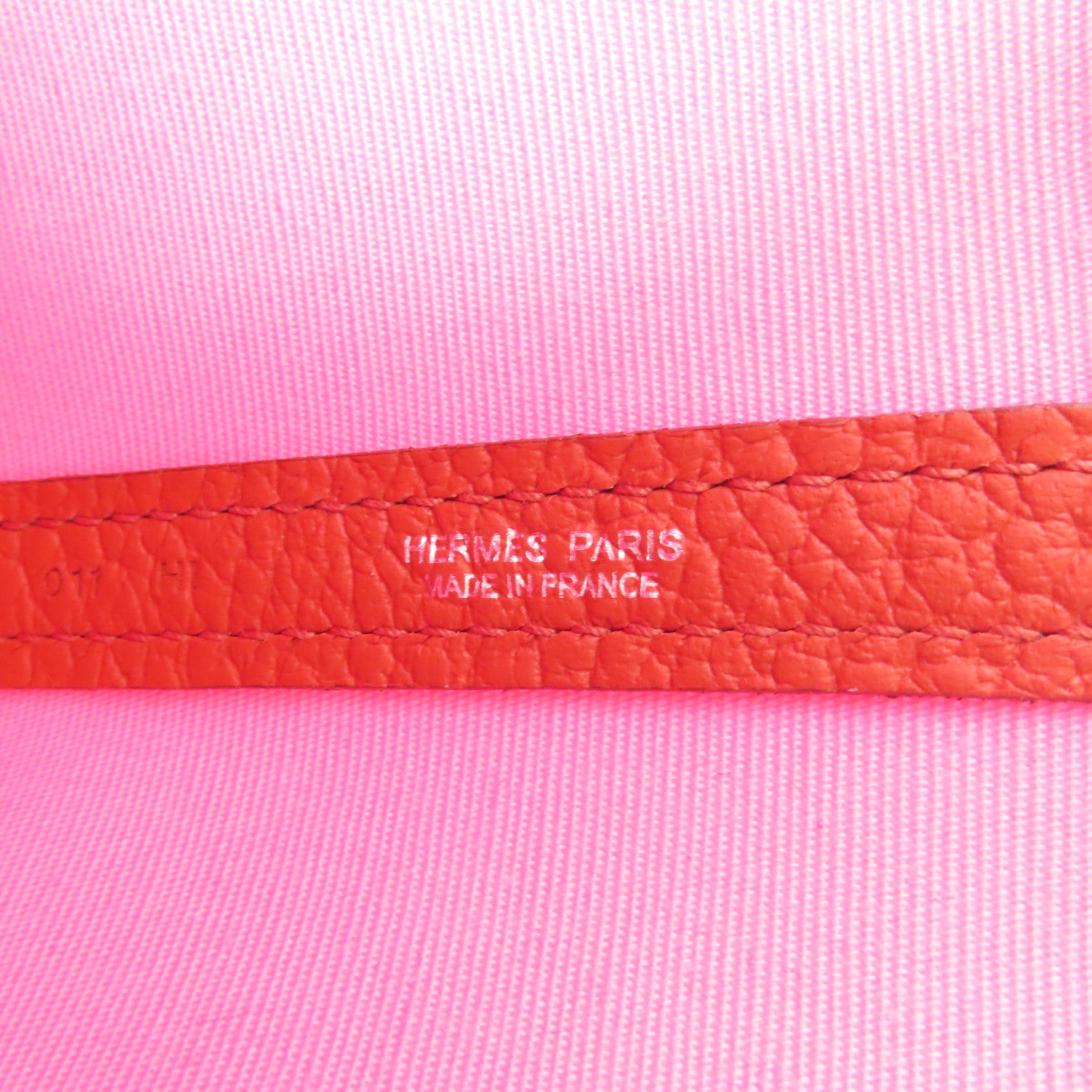HERMES 帆布Garden File PM銀扣手挽肩背兩用袋Rouge Duchesse