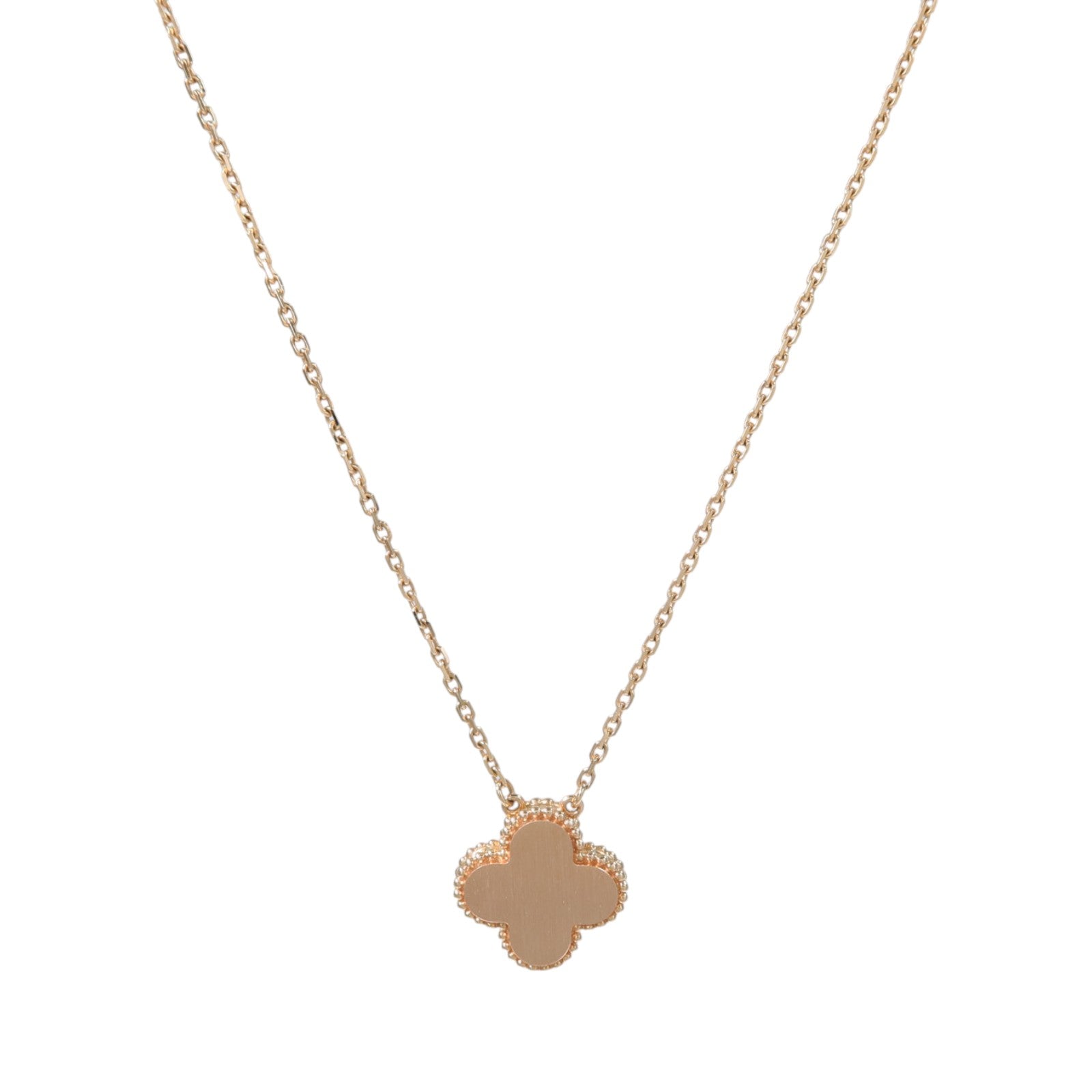 Van Cleef & Arpels 18K玫瑰金Vintage Alhambra pendant玫瑰石/鑽石項鍊
