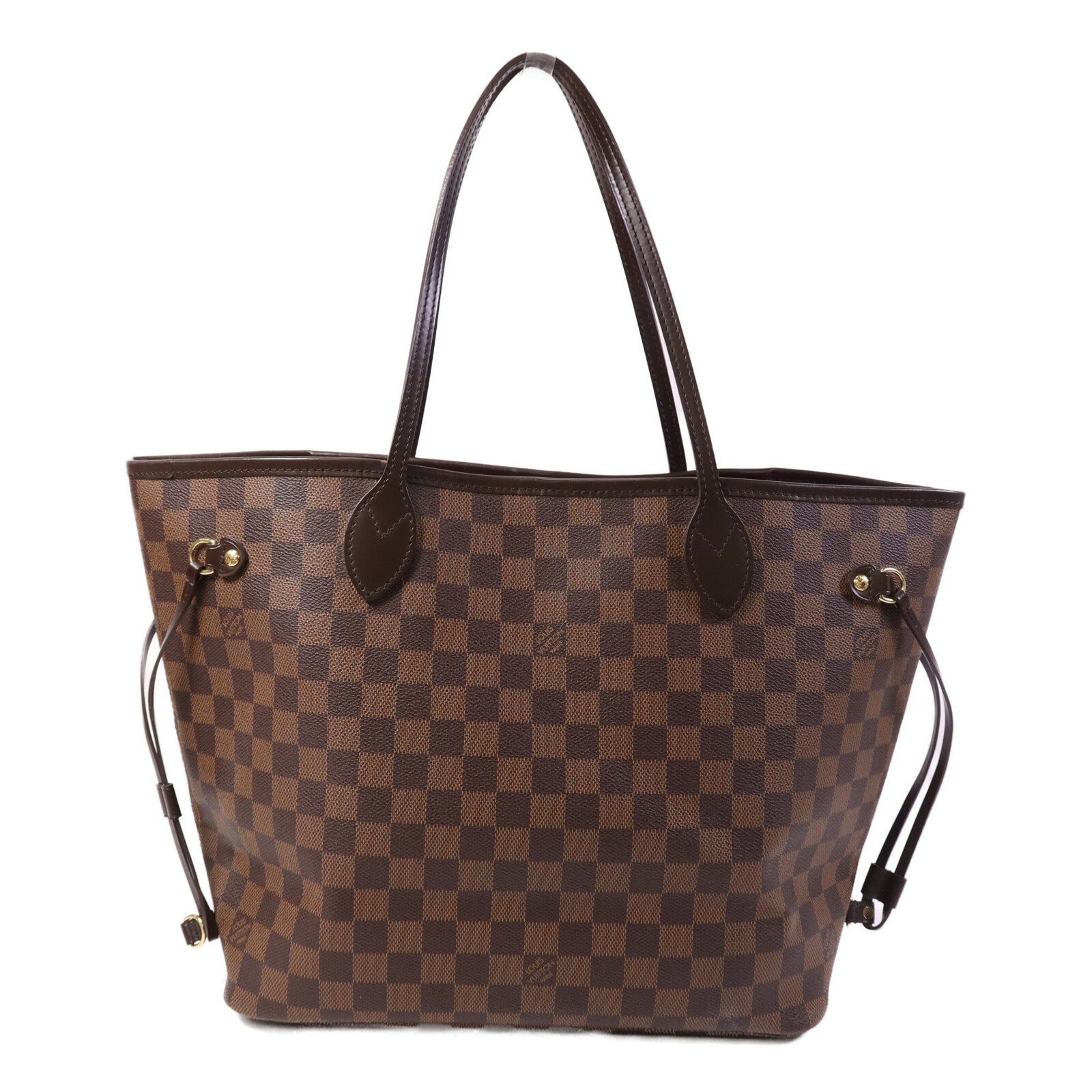 LOUIS VUITTON Damier Neverfull MM金扣肩背袋/手挽袋