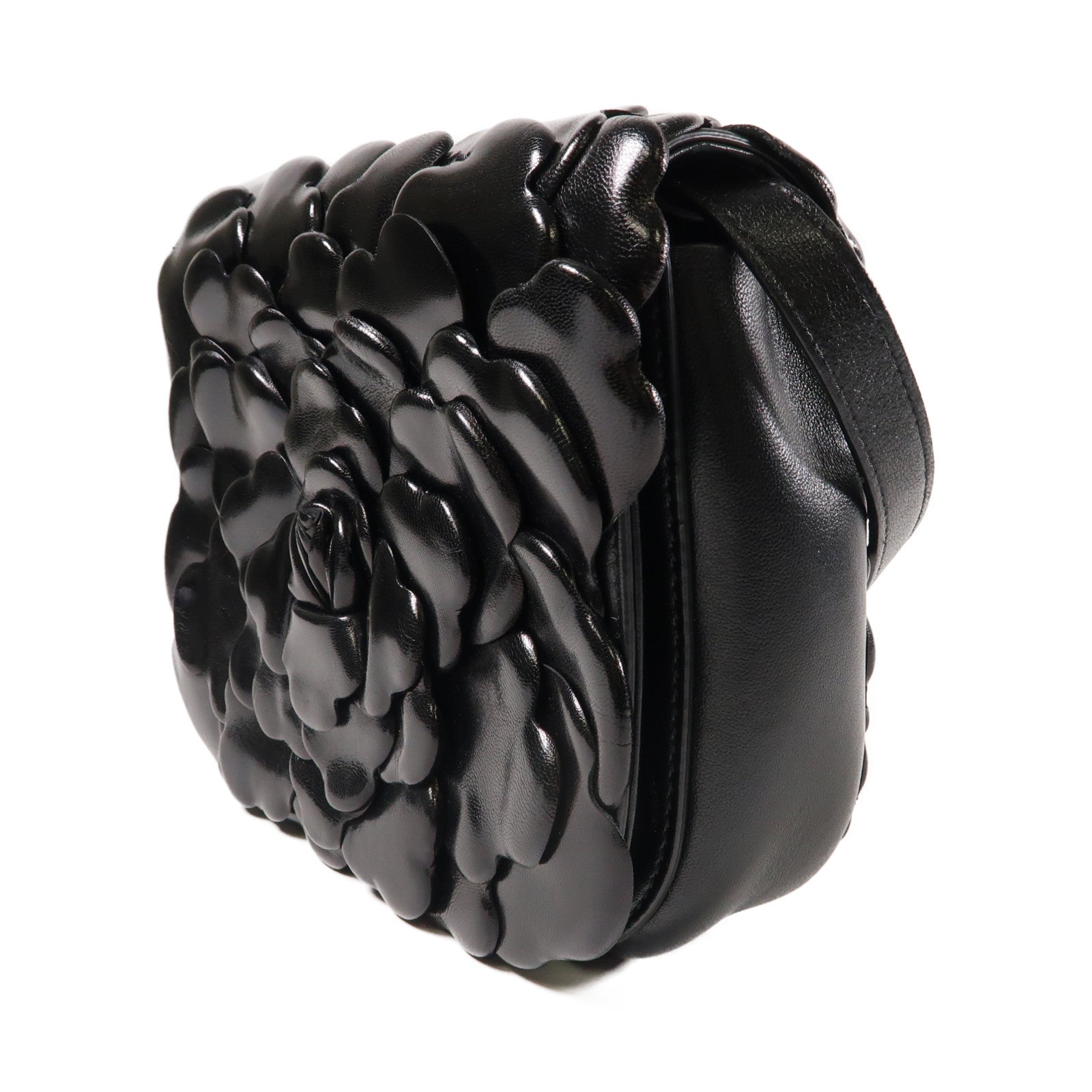 Valentino 牛皮皮革Shoulder Bag銀扣肩背袋黑色