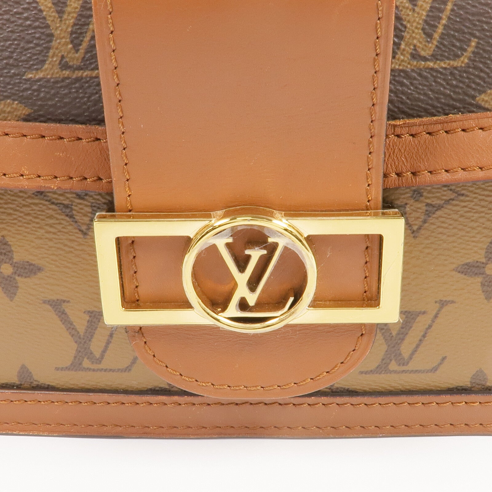 LOUIS VUITTON Monogram Reverse Dauphine MM金扣肩背袋