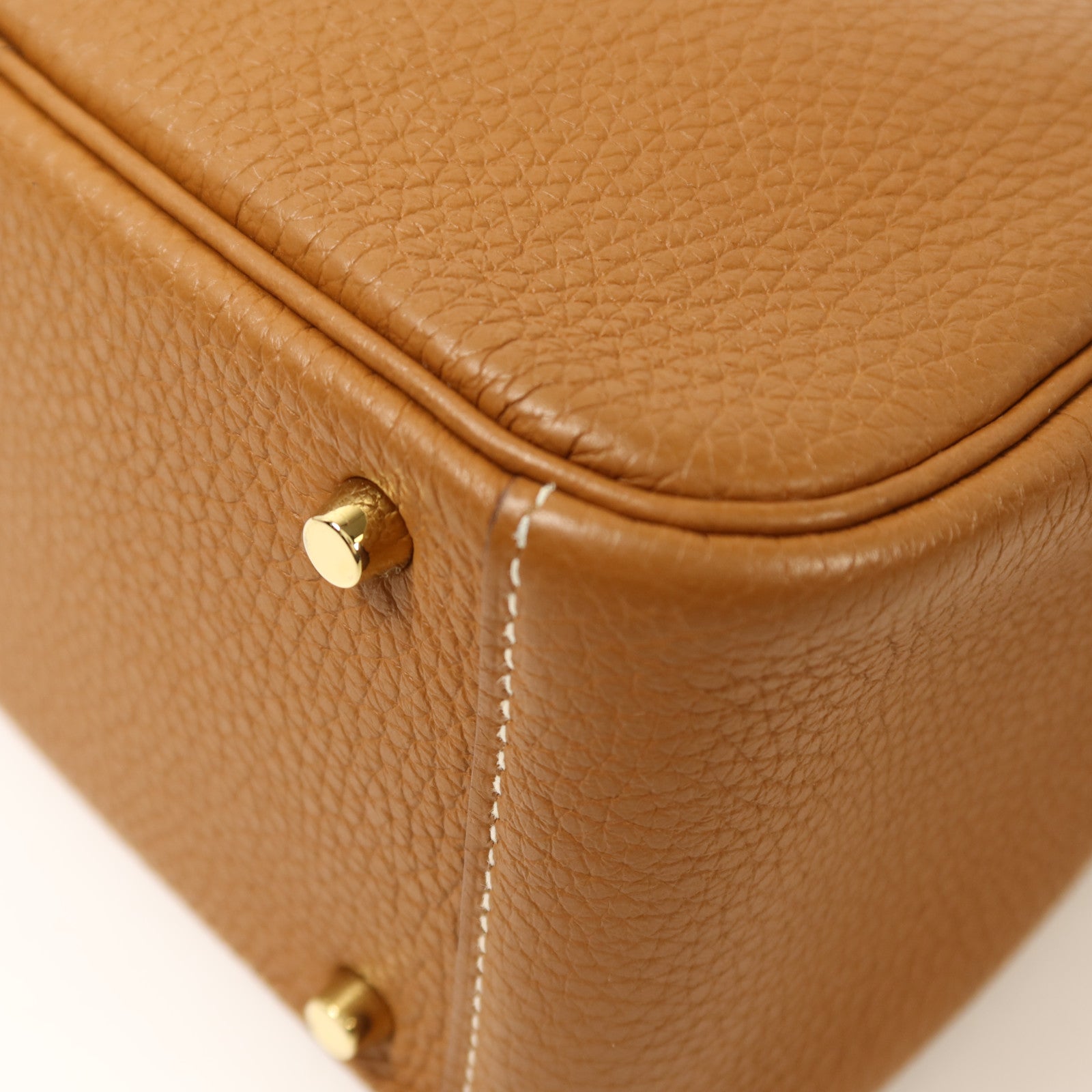 HERMES Clemence皮革Mini Lindy金扣手挽肩背兩用袋Gold