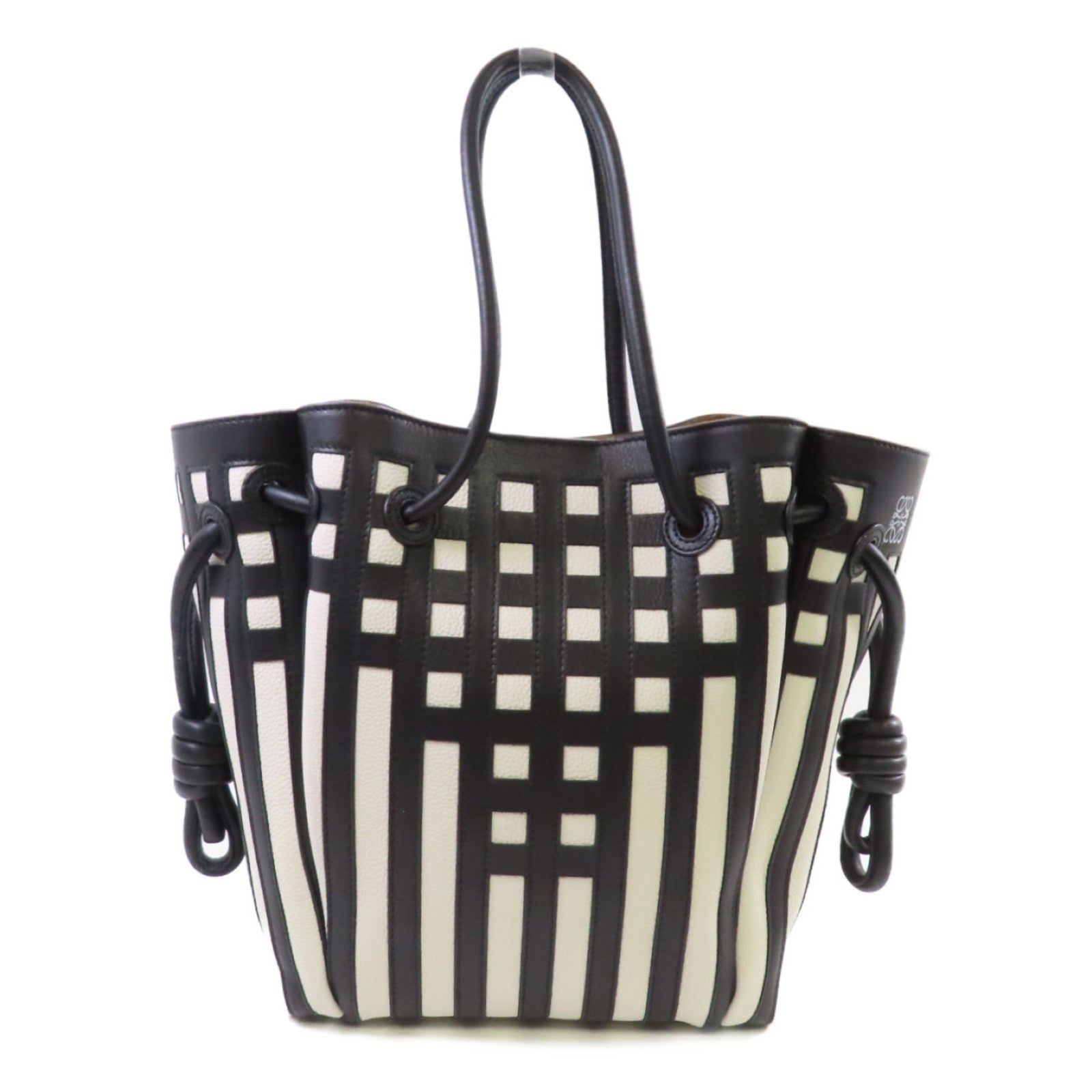 LOEWE 牛皮皮革Tote Bag肩背袋黑色/白色