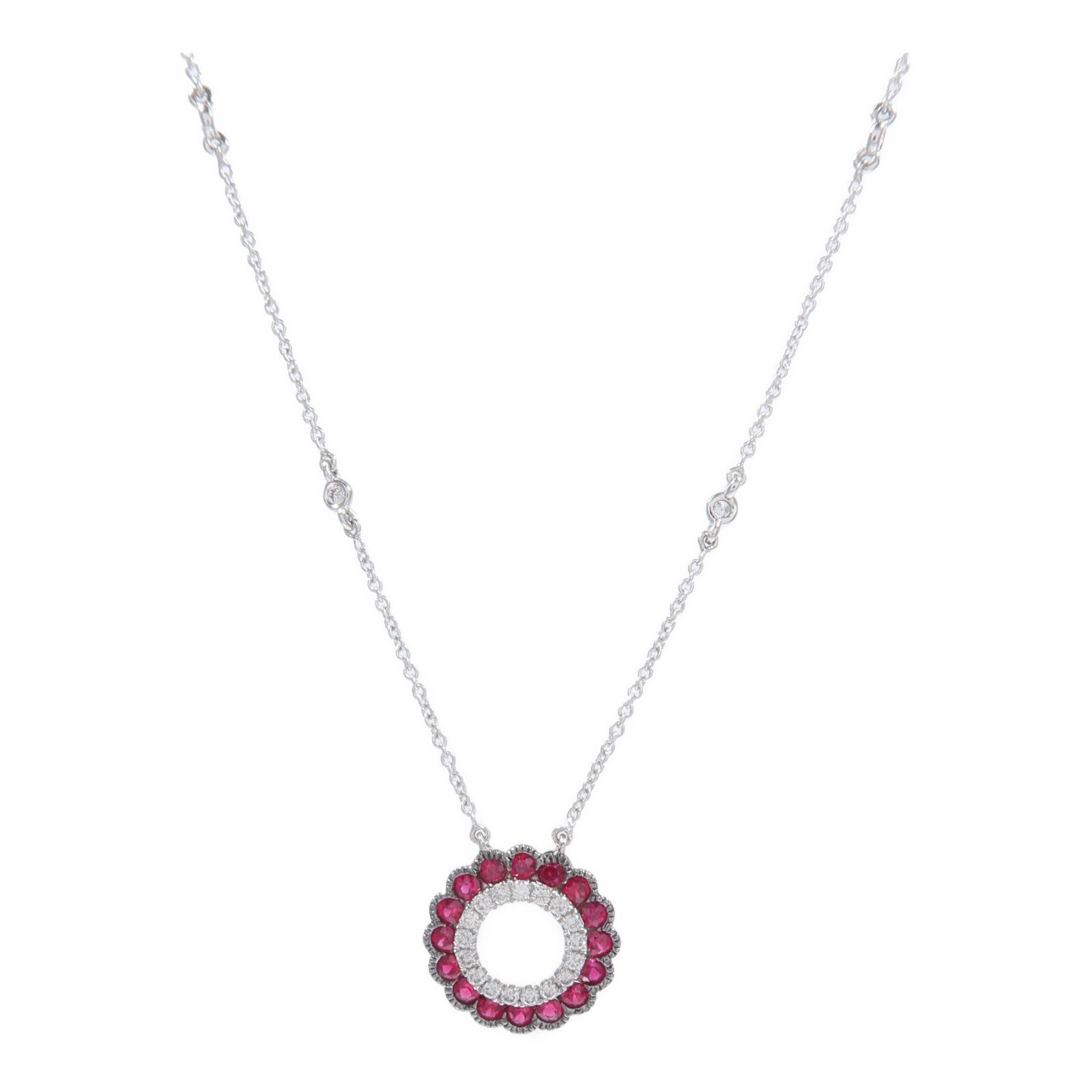 JEWELRY 18K白金Ruby Diamond紅寶石/鑽石項鍊