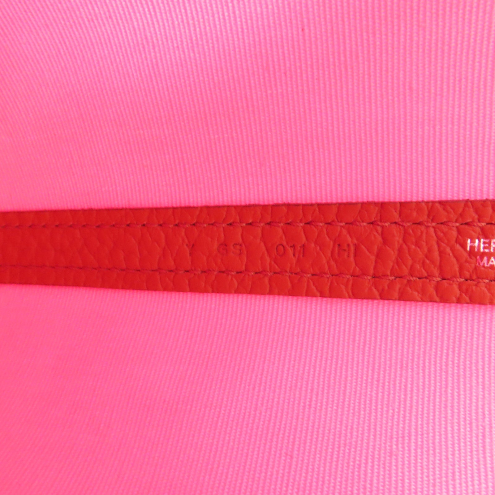 HERMES 帆布Garden File PM銀扣手挽肩背兩用袋Rouge Duchesse