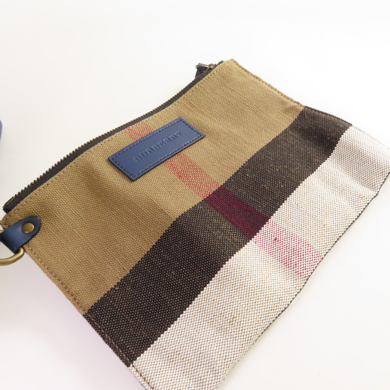 BURBERRY 帆布/牛皮皮革2Way Shoulder Bag金扣手挽肩背兩用袋啡色/藍色