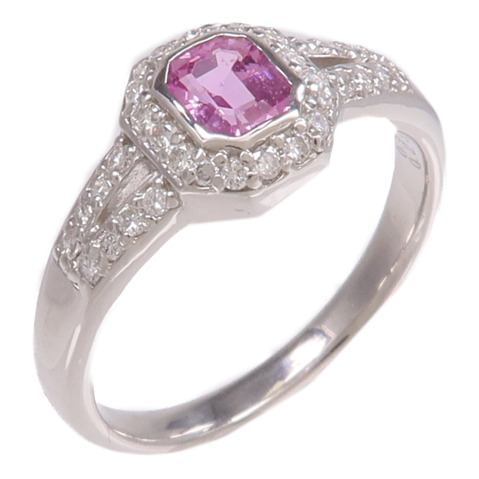 JEWELRY PT900鉑金Ring粉紅色藍寶石/鑽石戒指
