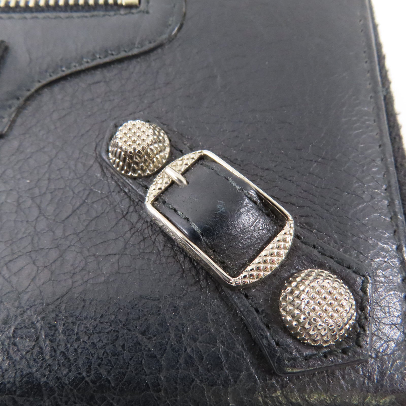 BALENCIAGA 牛皮皮革Long Wallet銀扣長錢包黑色
