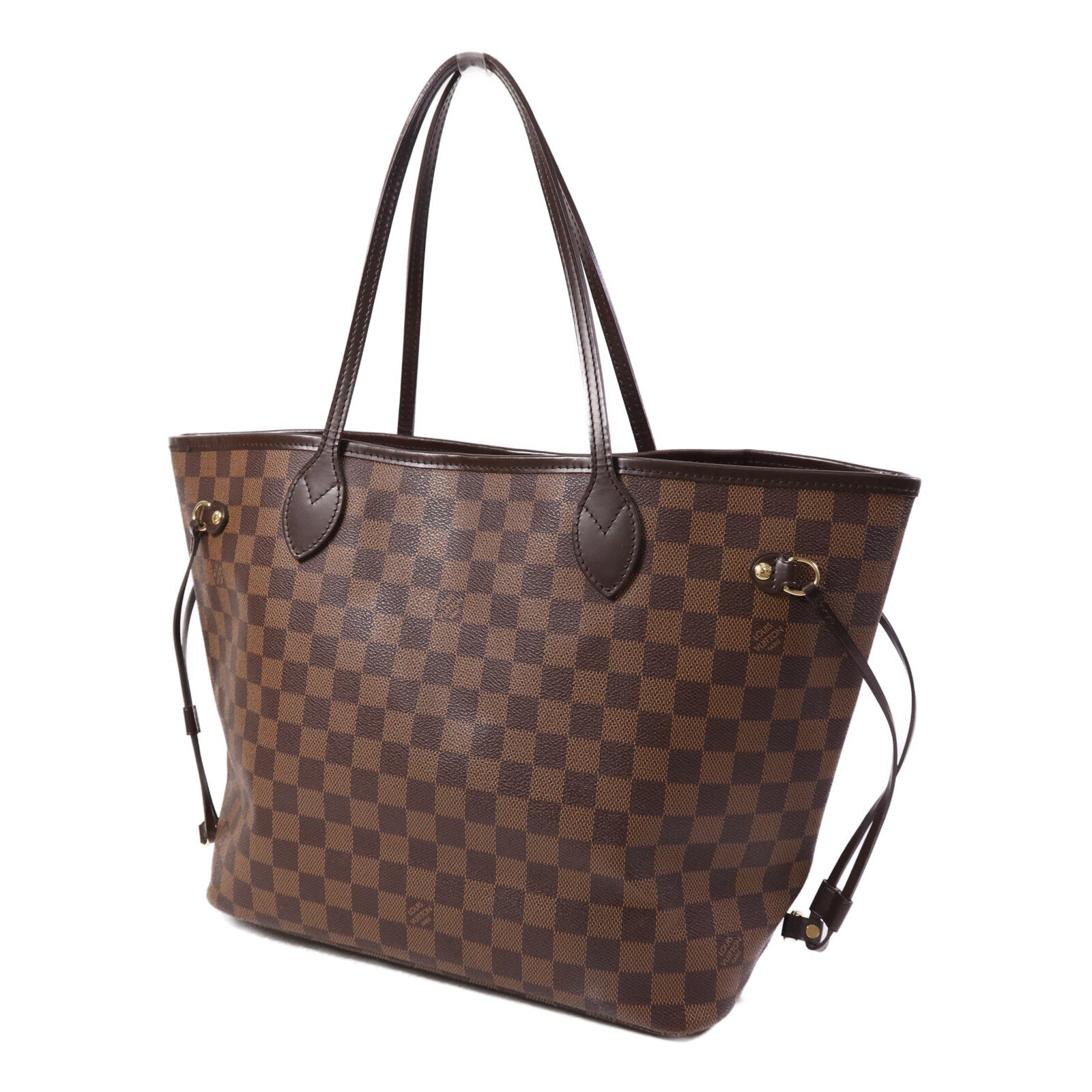 LOUIS VUITTON Damier Neverfull MM金扣肩背袋/手挽袋