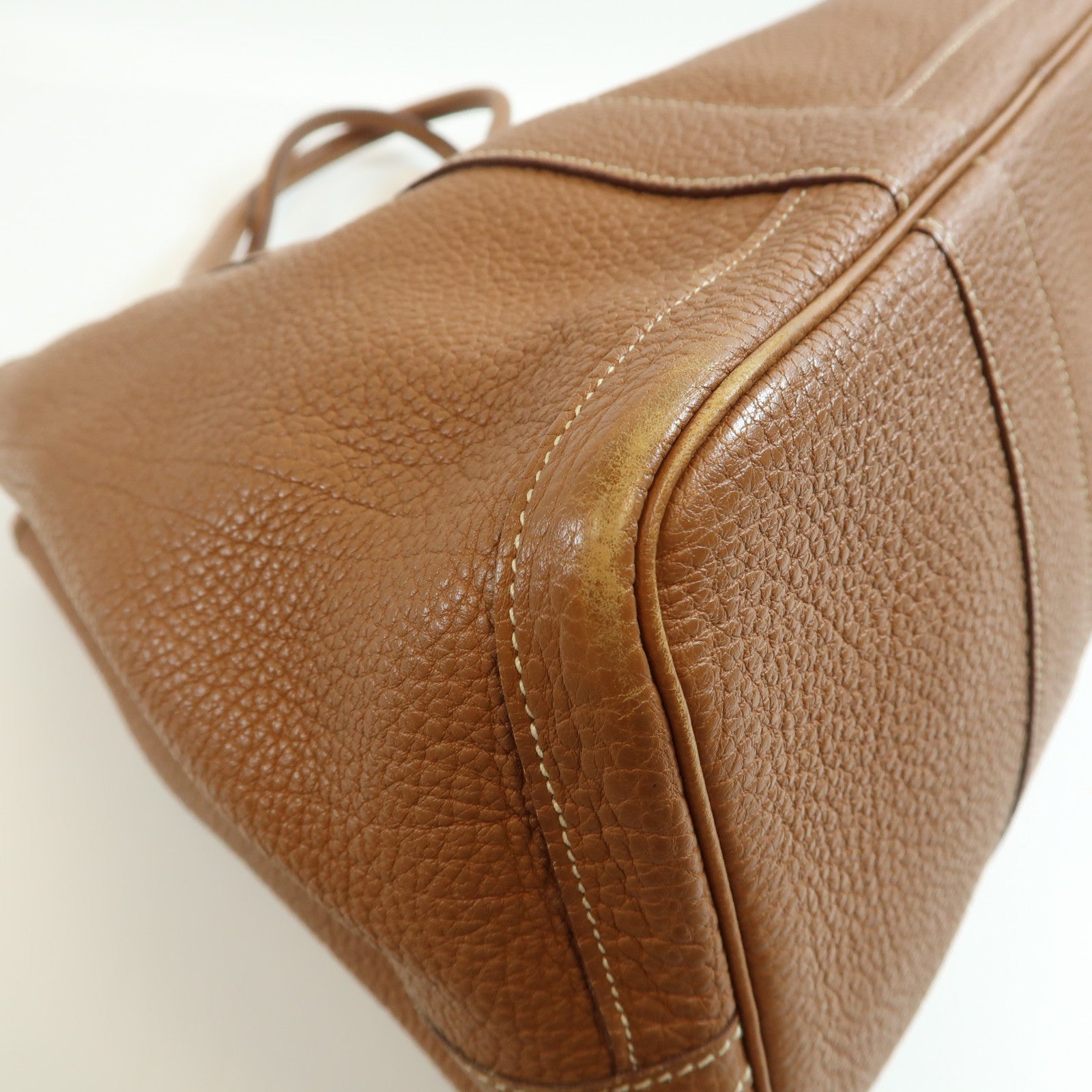 HERMES GHW Garden Party GM Handbag Negonda Leather Brown