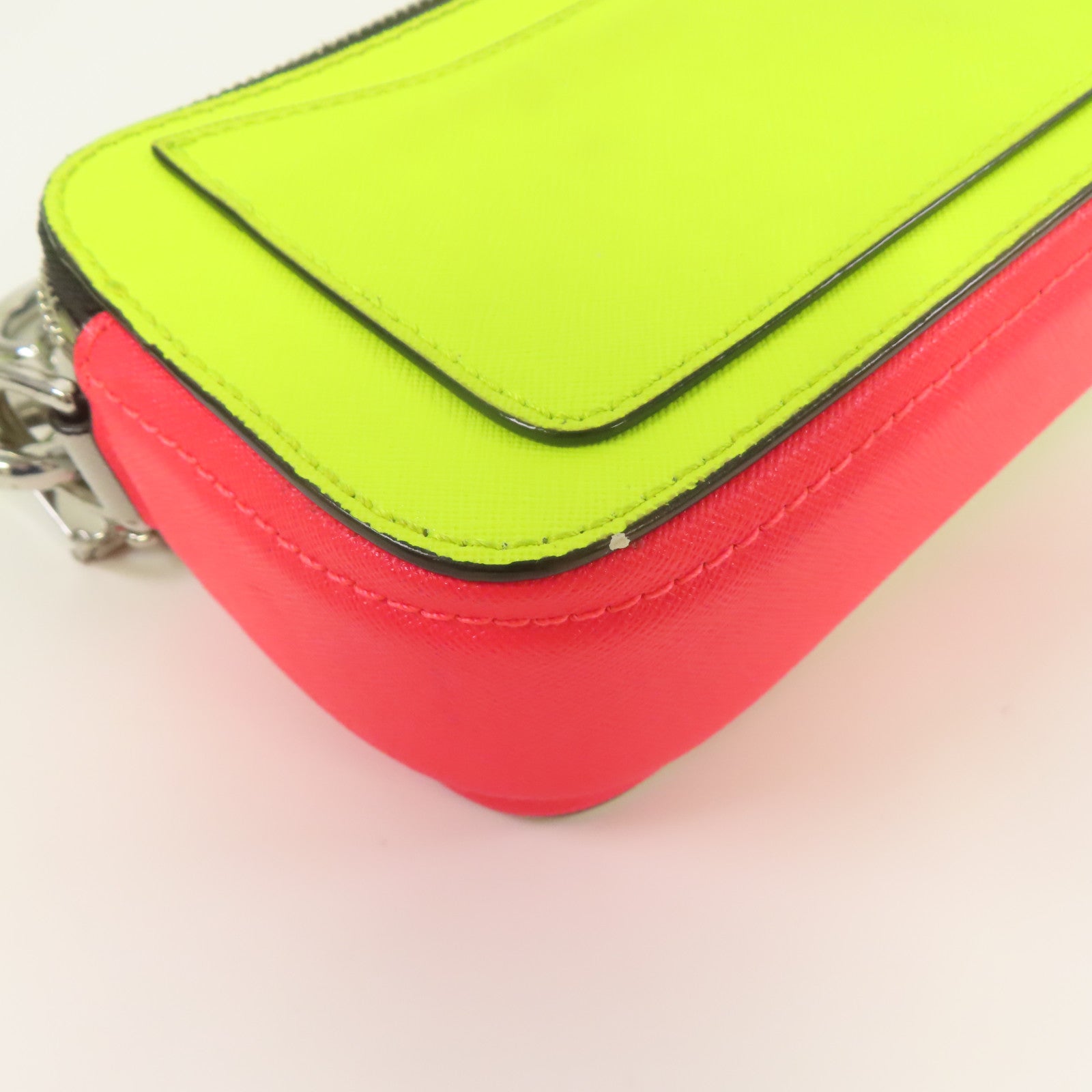 MARC JACOBS 牛皮皮革Shoulder Bag銀扣肩背袋黃色/粉紅色