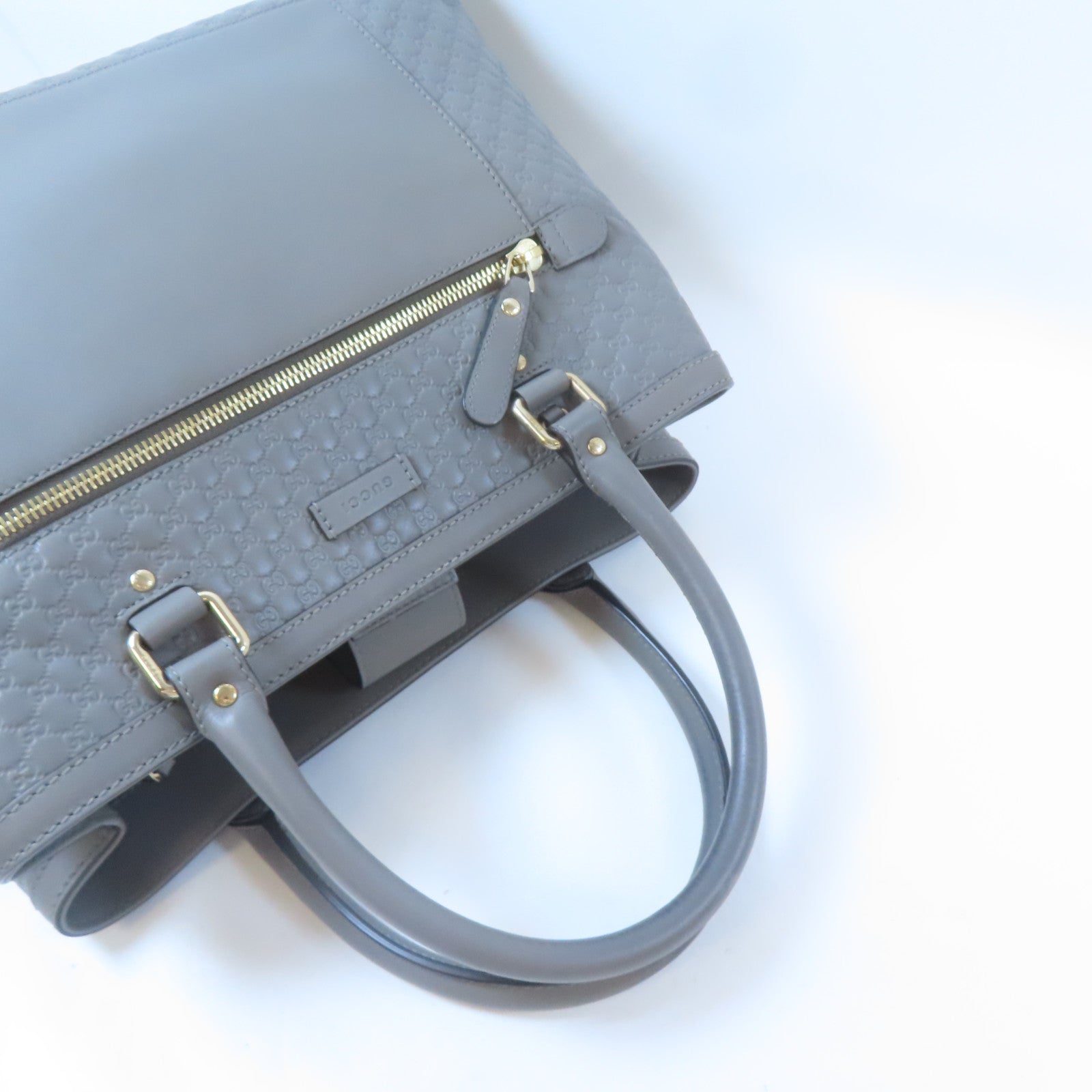 GUCCI 牛皮皮革Guccissima金扣手挽肩背兩用袋灰色