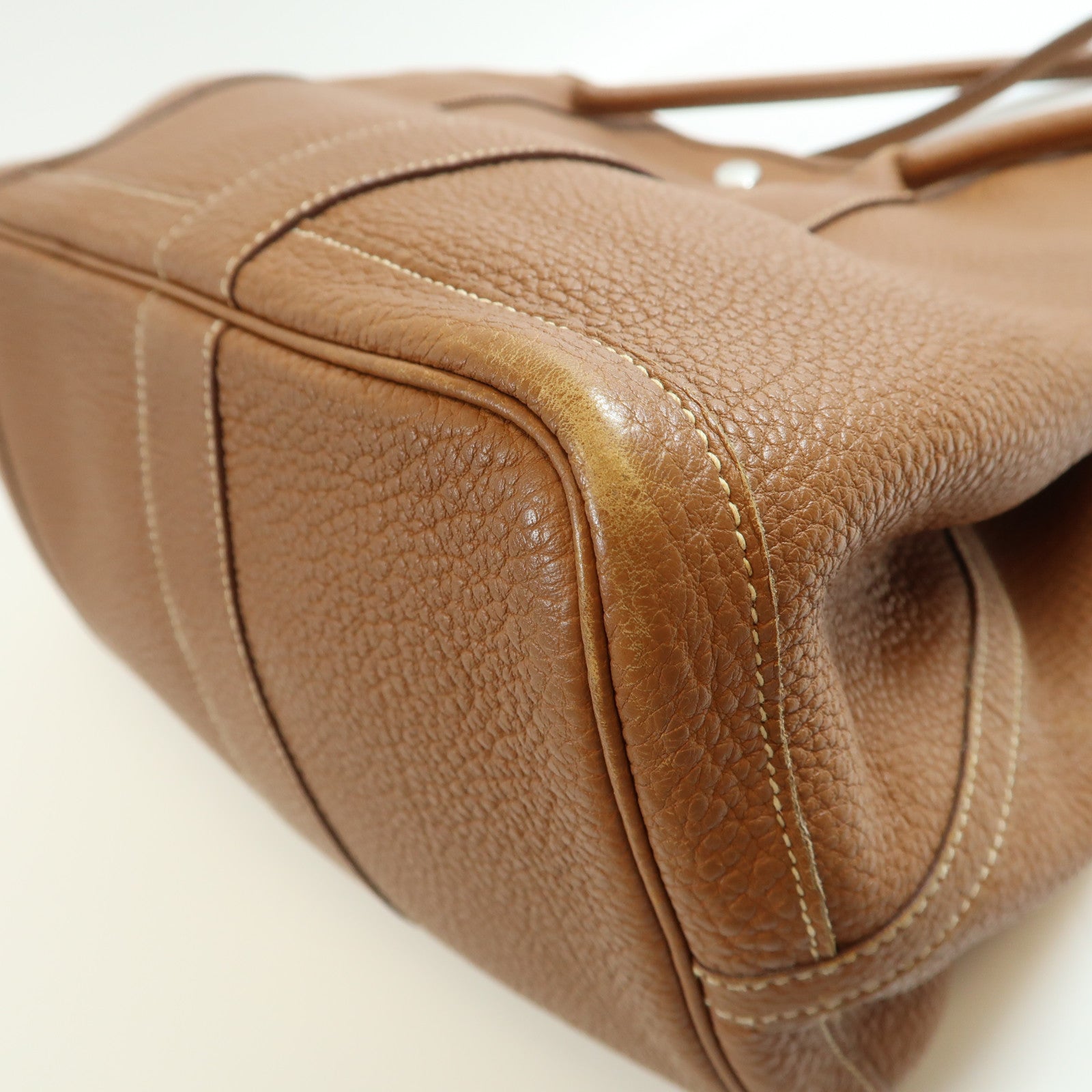 HERMES GHW Garden Party GM Handbag Negonda Leather Brown