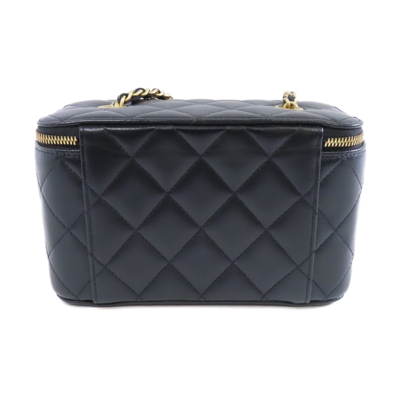 CHANEL 【激減優惠】菱格羊皮皮革Vanity Case金扣鏈帶肩背袋黑色