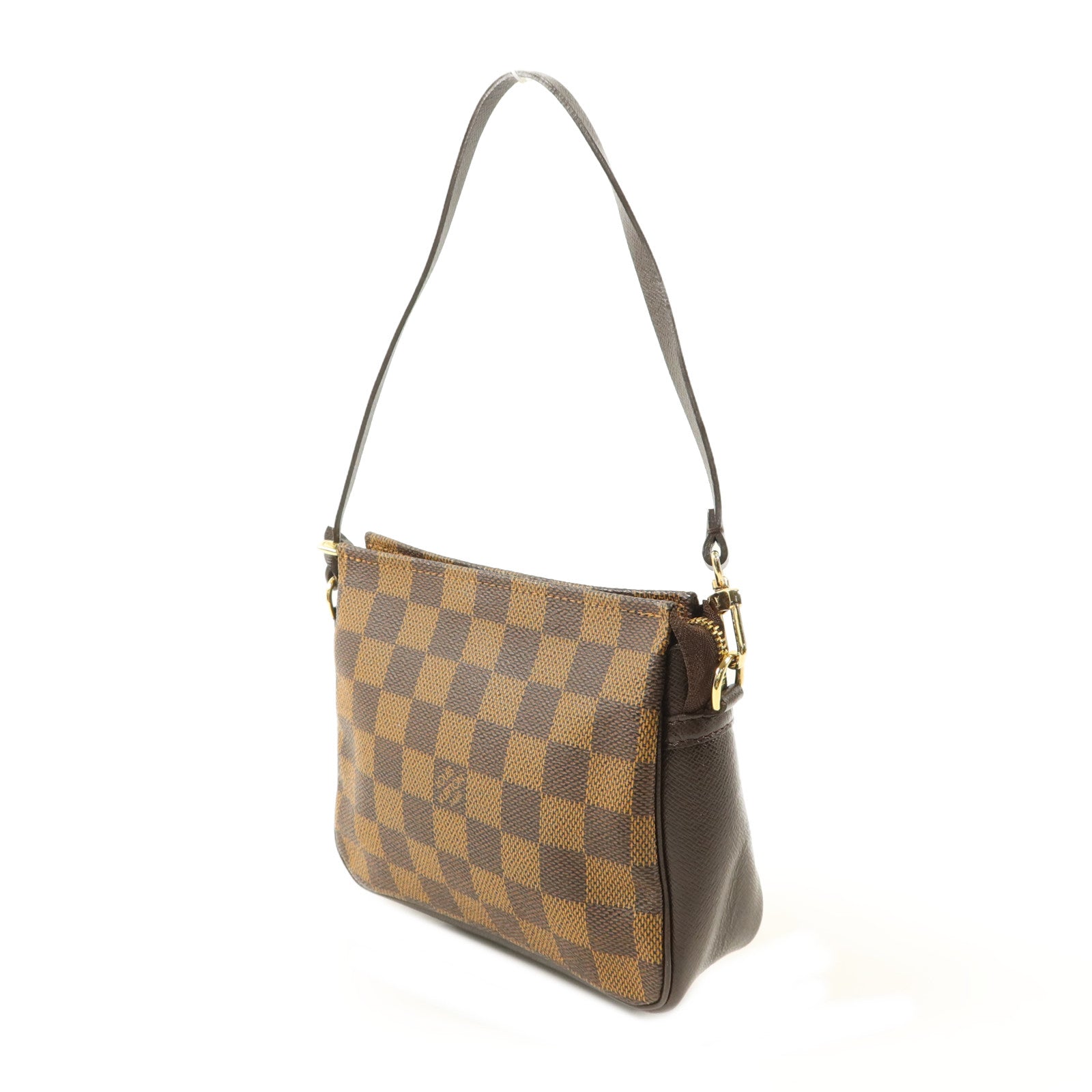 LOUIS VUITTON Damier Trousse Makeup Accessory Pouch金扣手挽袋棕色