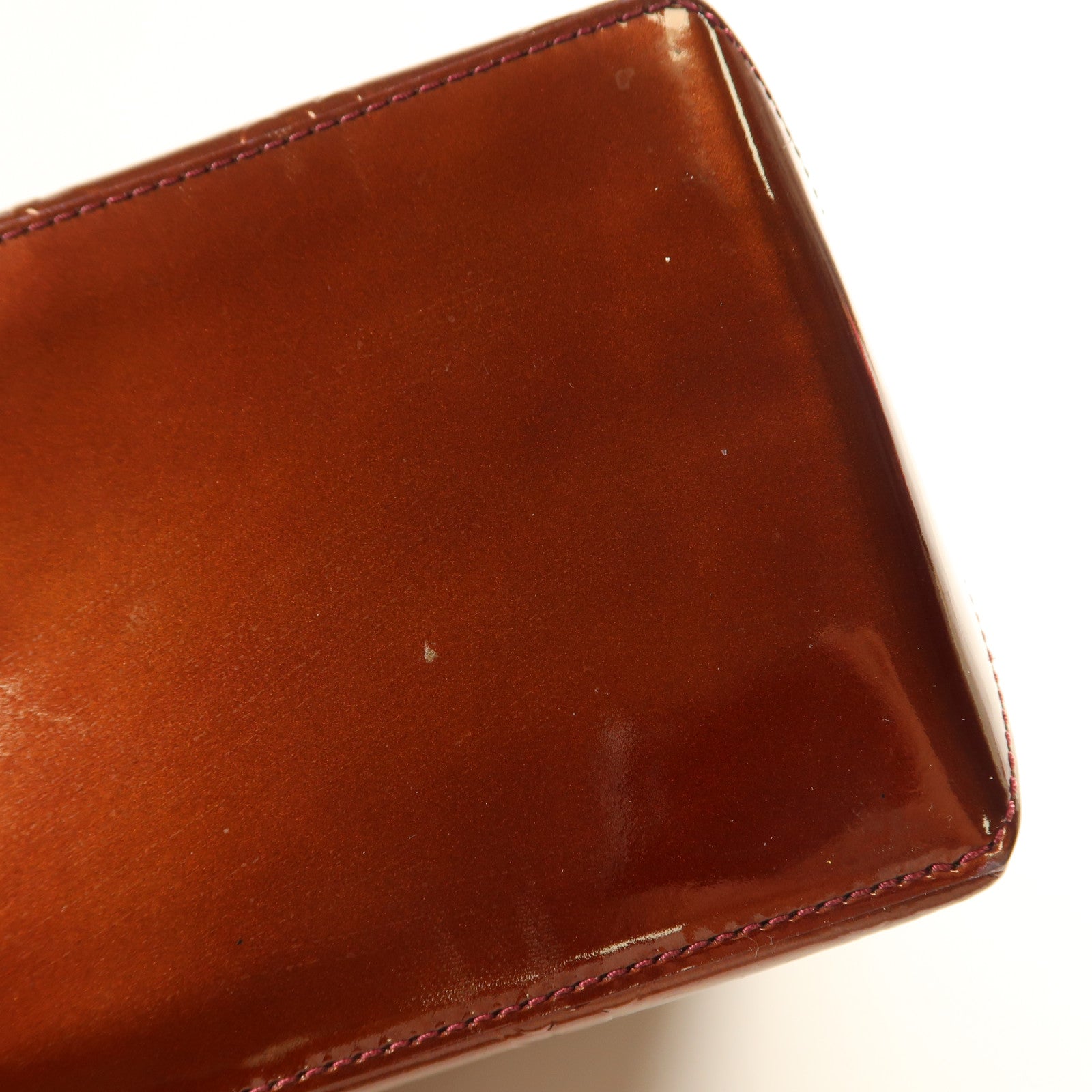 LOUIS VUITTON Monogram Vernis Wilshire GM金扣手挽袋酒紅色