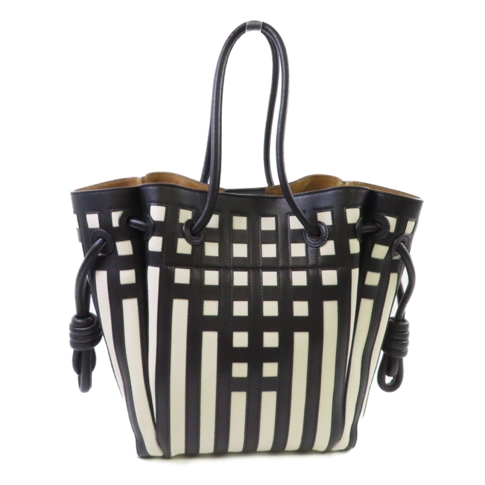 LOEWE 牛皮皮革Tote Bag肩背袋黑色/白色