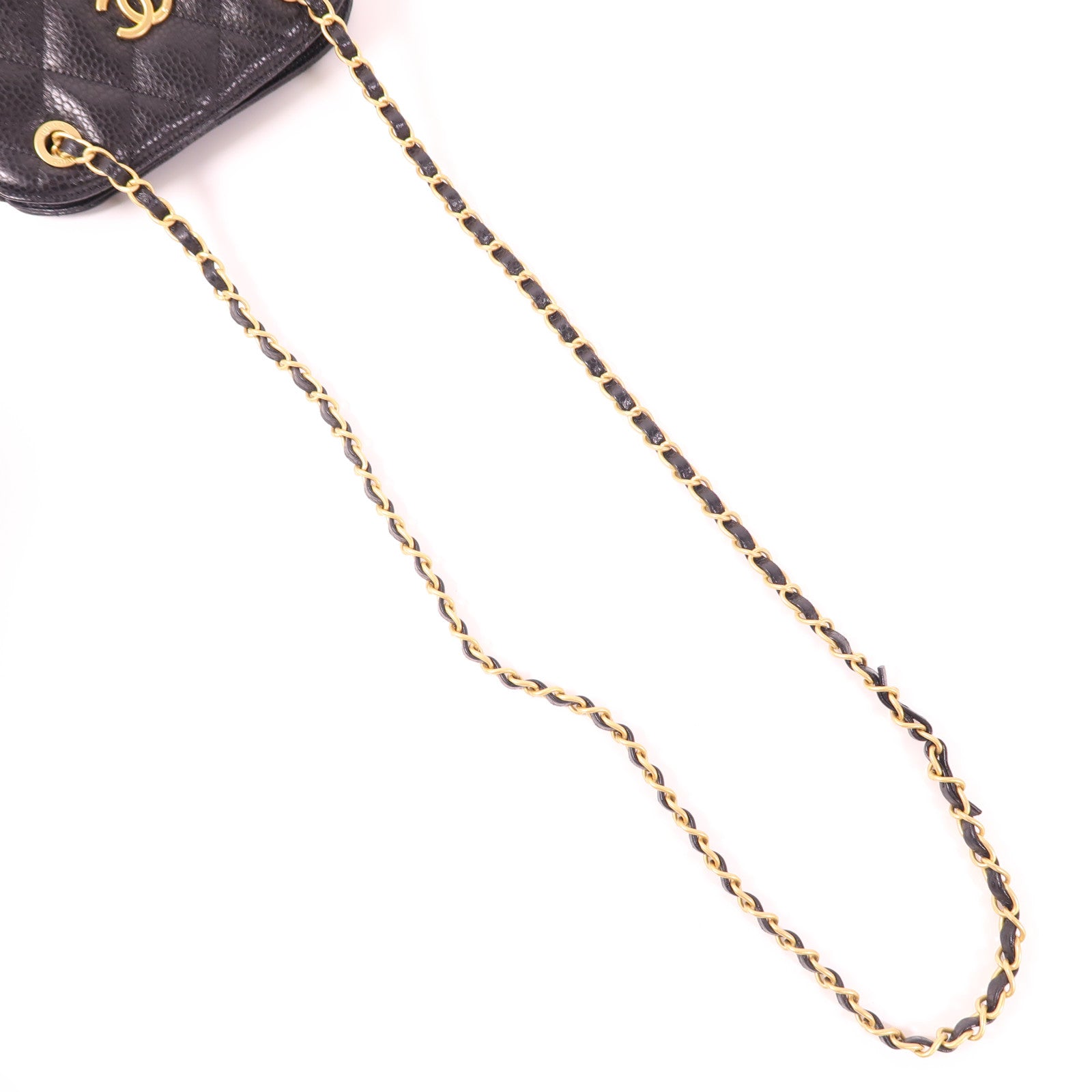 CHANEL 牛皮皮革Bowling Bag金扣鏈帶肩背袋