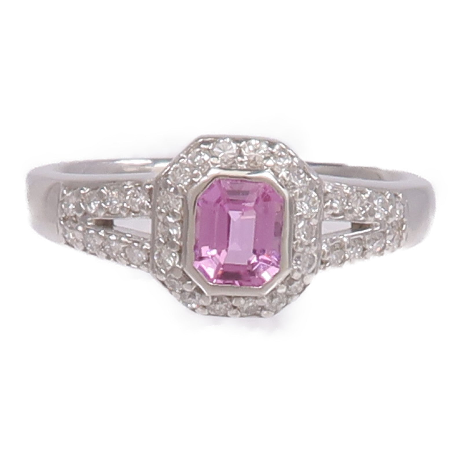 JEWELRY PT900鉑金Ring粉紅色藍寶石/鑽石戒指