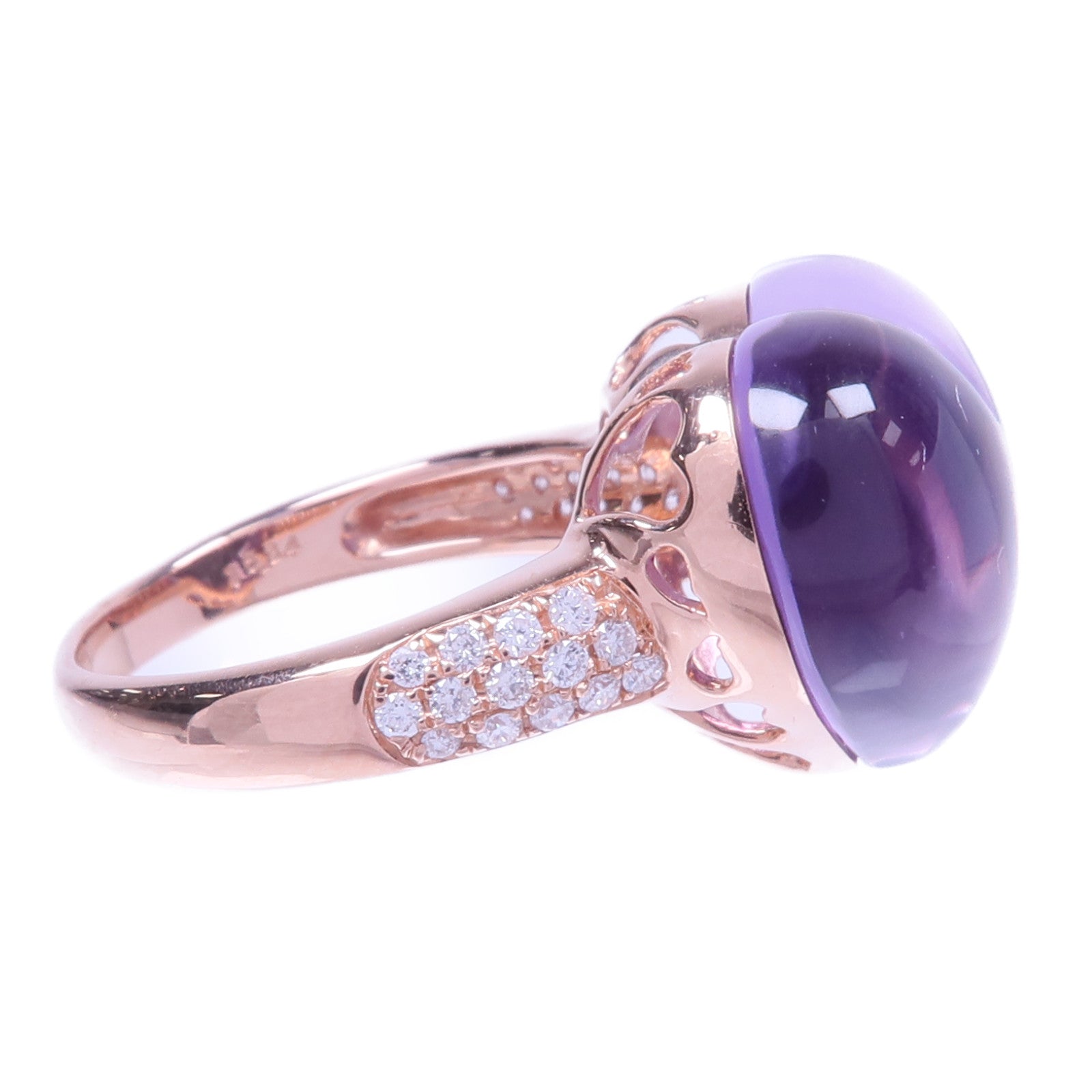 JEWELRY 18K黃金Amethyst Diamond Ring紫晶/鑽石戒指US#7.5