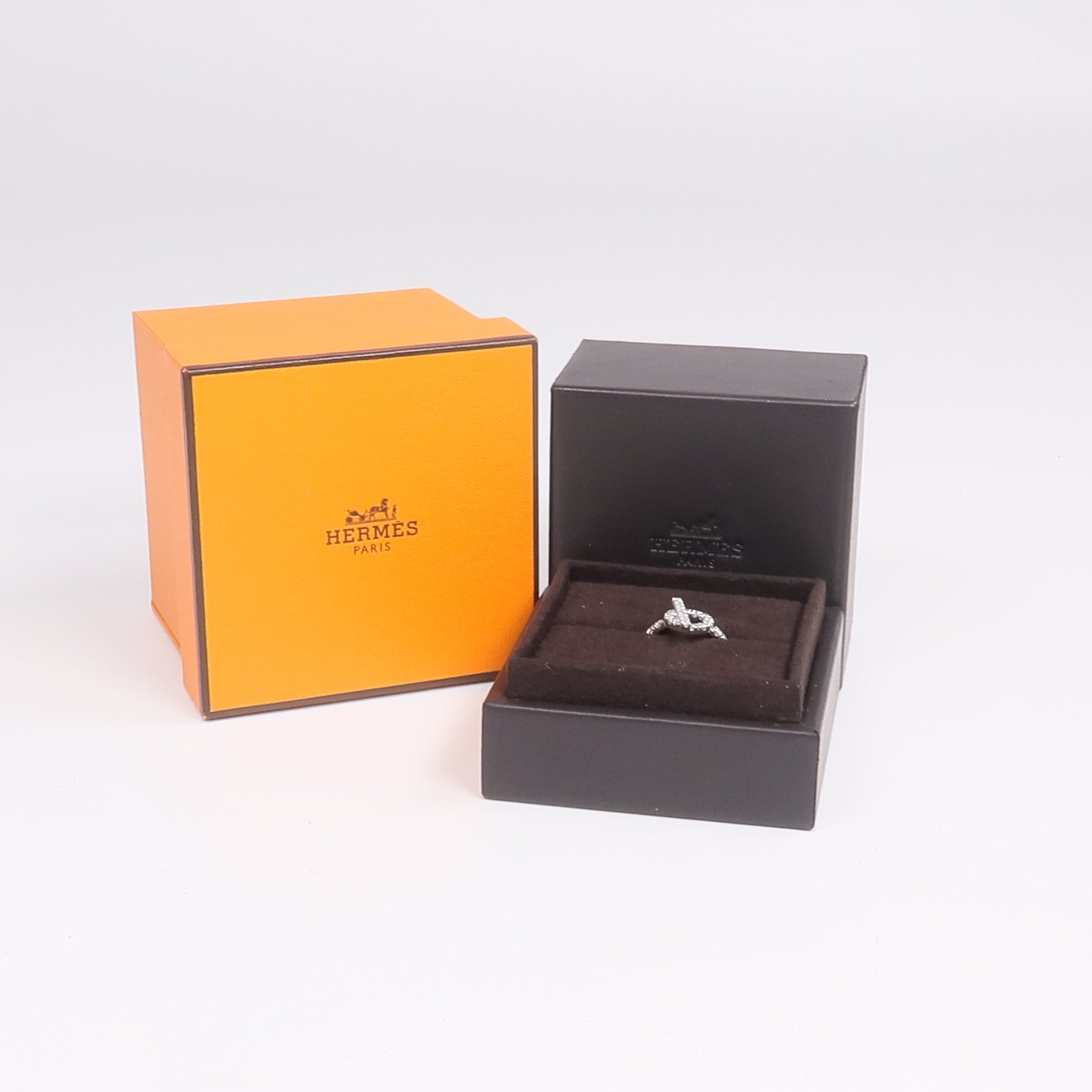 HERMES 18K白金Finesse Ring鑽石戒指Hermes#53/US#6.5
