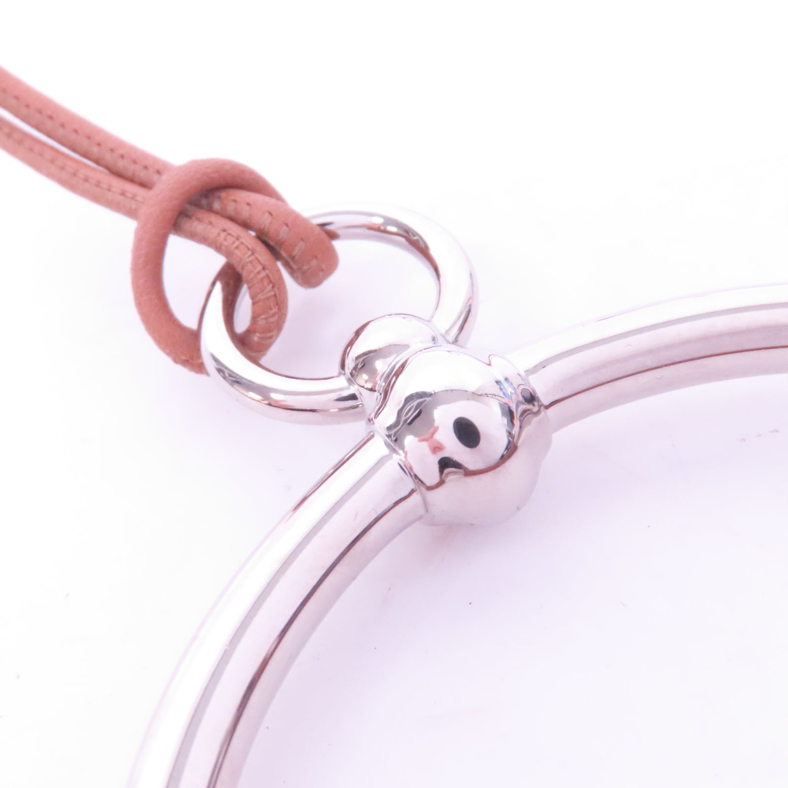 HERMES 【激減優惠】皮革/金屬Necklace項鍊啡色/銀色