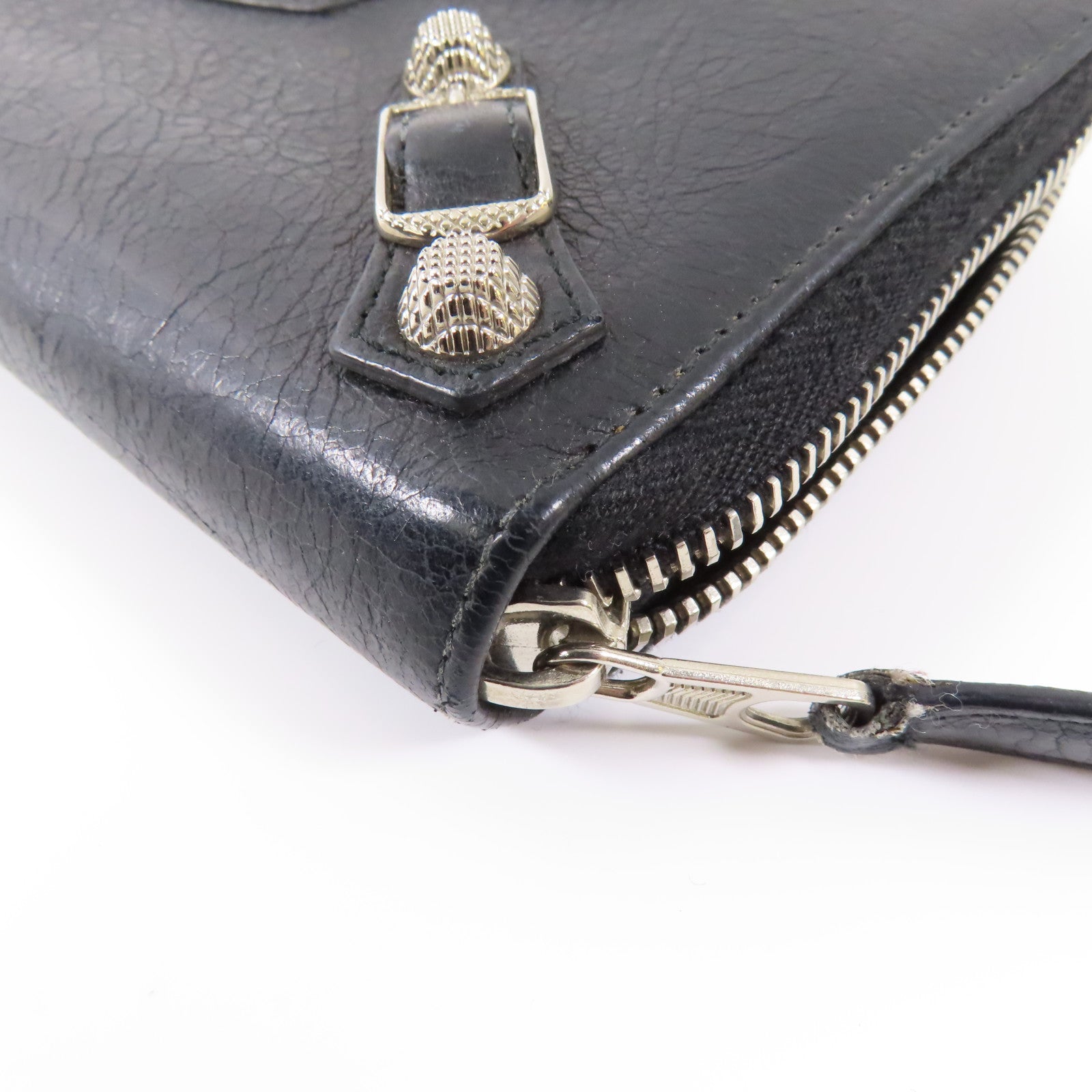 BALENCIAGA 牛皮皮革Long Wallet銀扣長錢包黑色