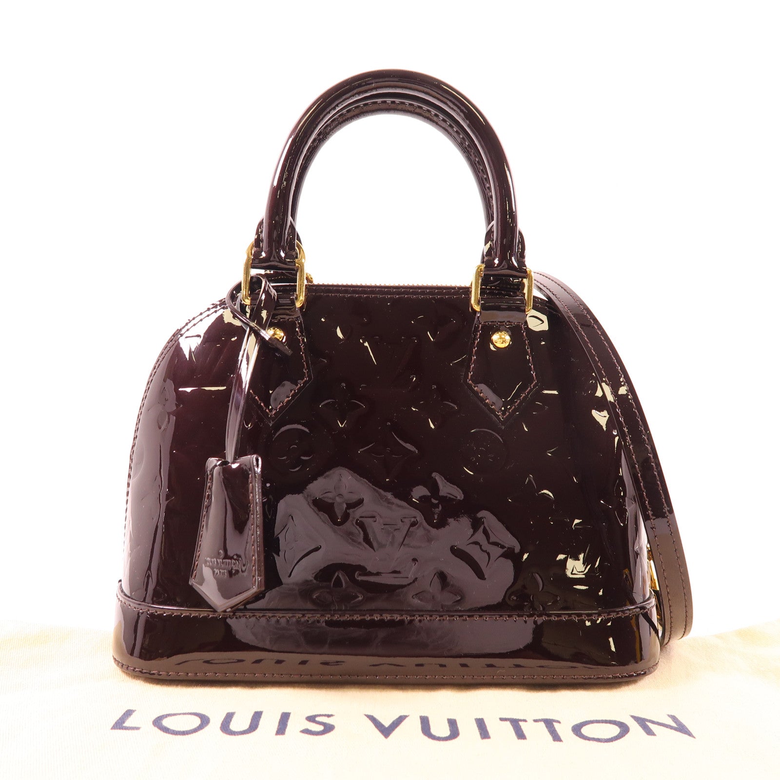 LOUIS VUITTON Vernis Alma BB金扣手挽肩背兩用袋酒紅色