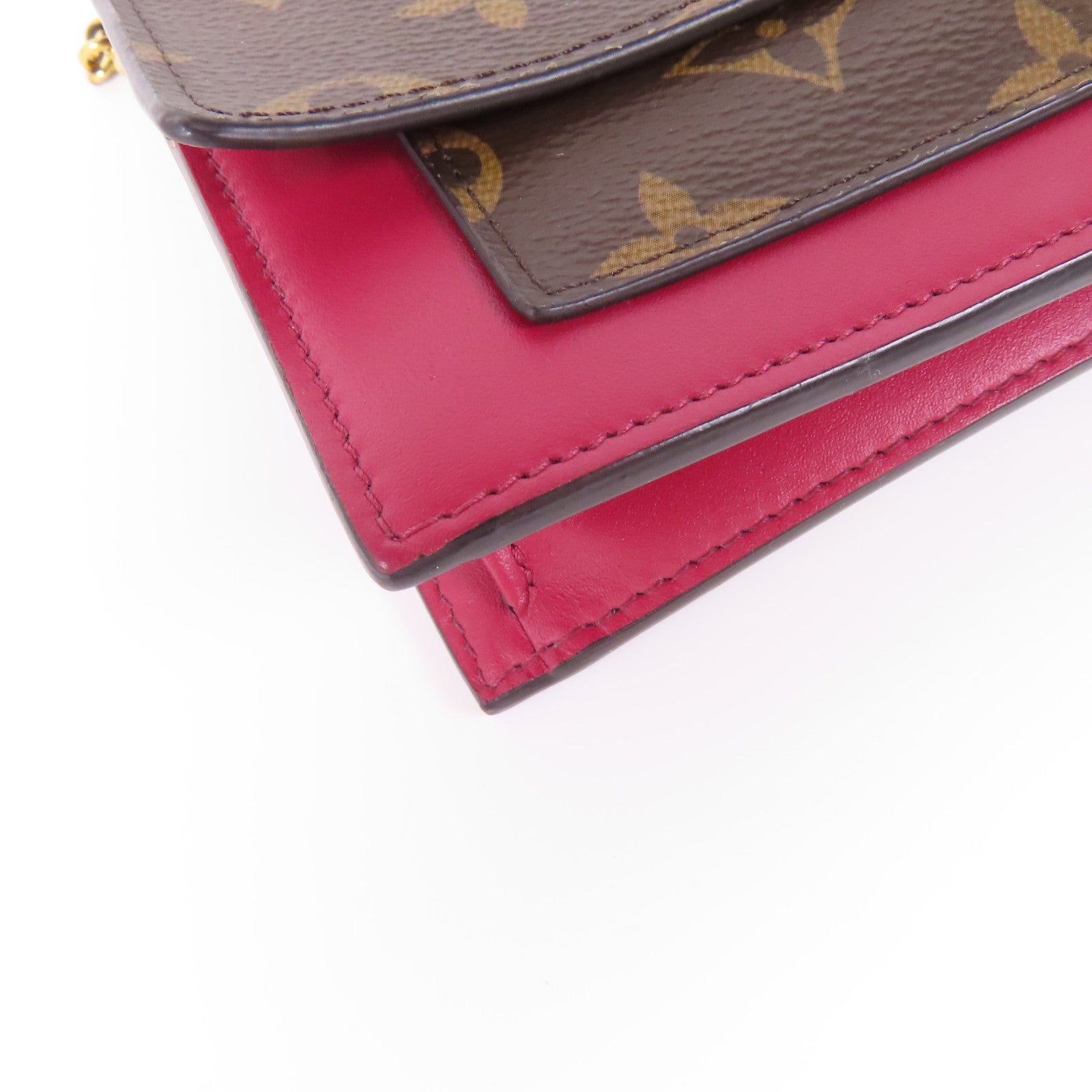 LOUIS VUITTON Monogram Portefeuille Flore金扣鏈帶肩背袋
