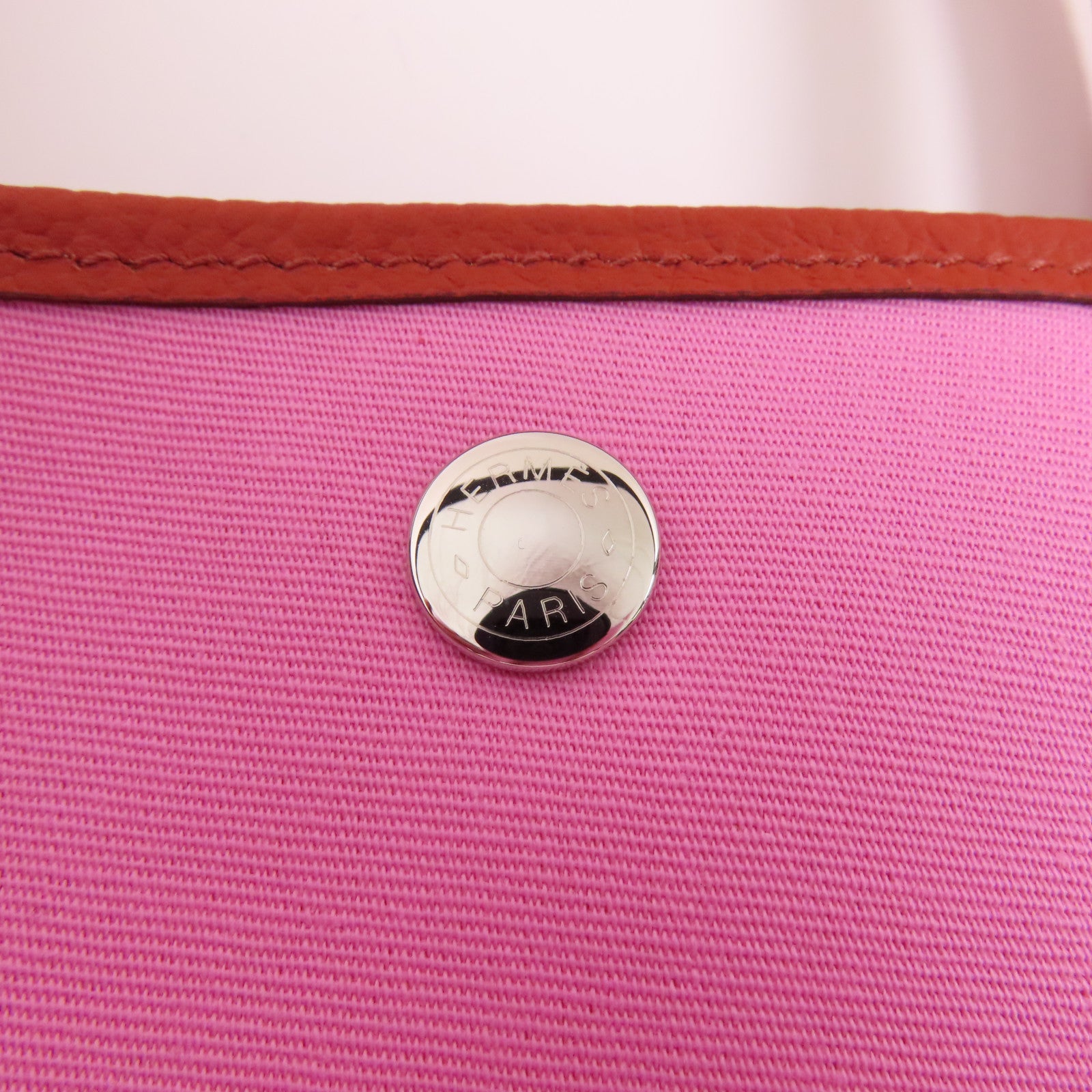 HERMES 帆布Garden File PM銀扣手挽肩背兩用袋Rouge Duchesse