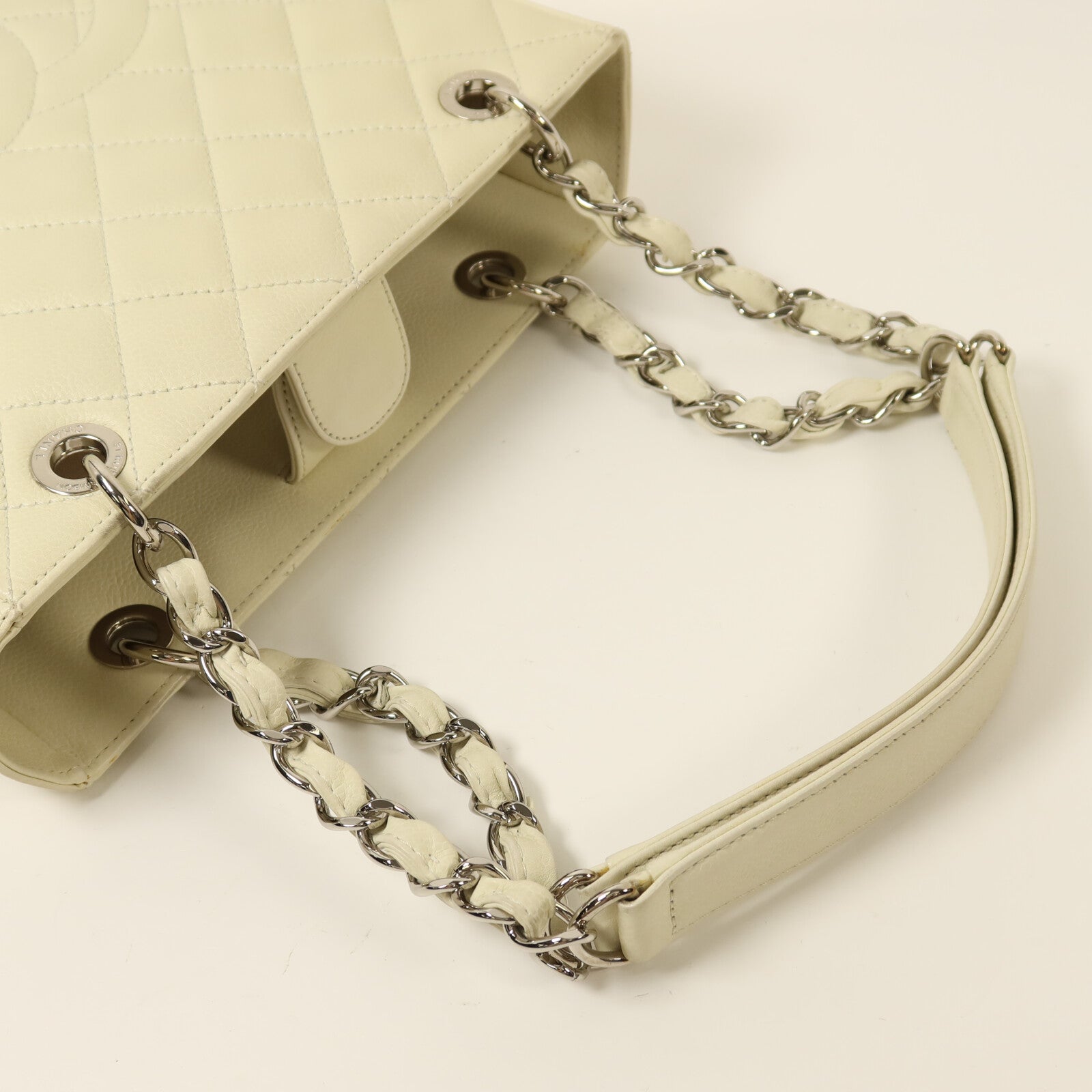 CHANEL 牛皮皮革PST Petite Shopping Tote Bag銀扣鏈帶手挽袋