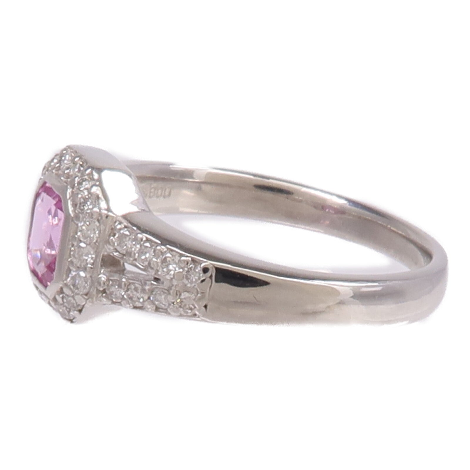 JEWELRY PT900鉑金Ring粉紅色藍寶石/鑽石戒指