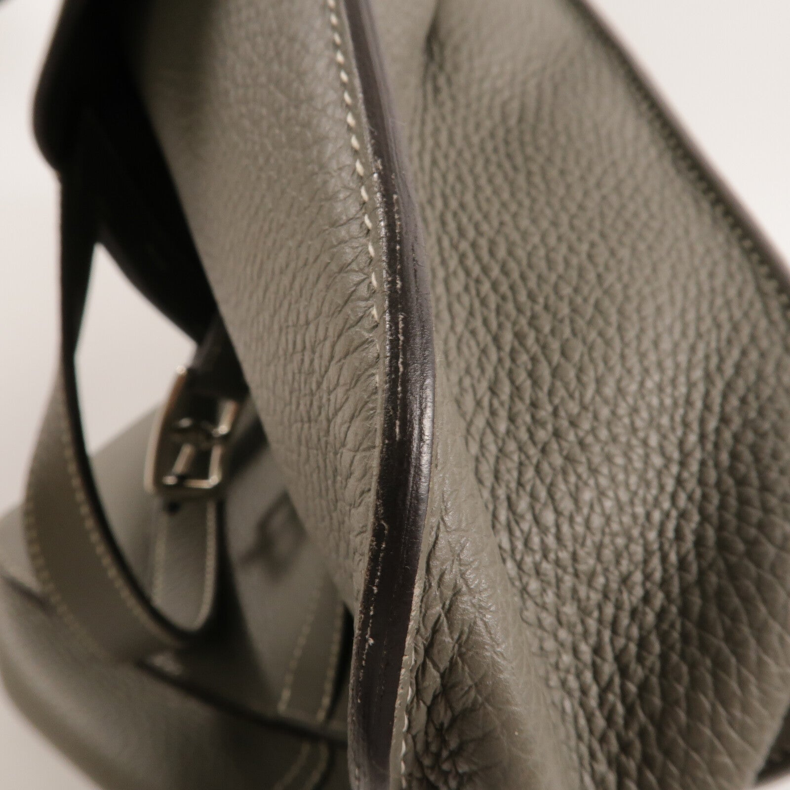 HERMES Clemence皮革Halzan 31手挽肩背兩用袋Gris Meyer