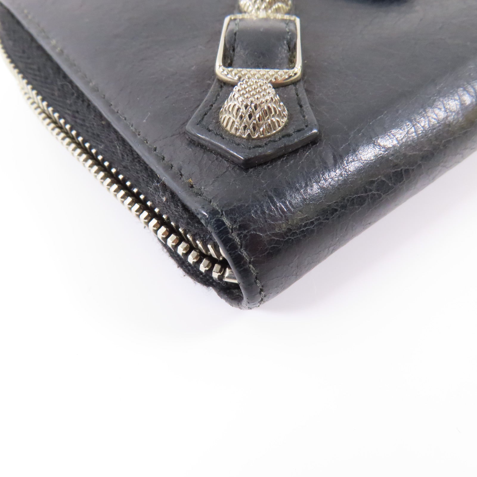 BALENCIAGA 牛皮皮革Long Wallet銀扣長錢包黑色