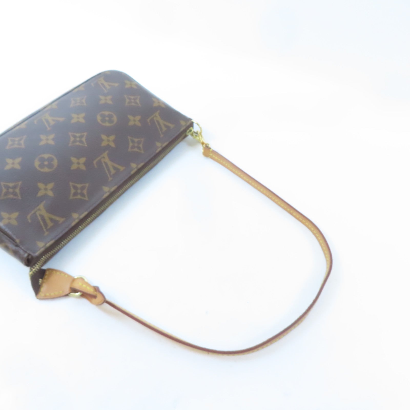LOUIS VUITTON Monogram Pochette Accessoires金扣肩背袋啡色