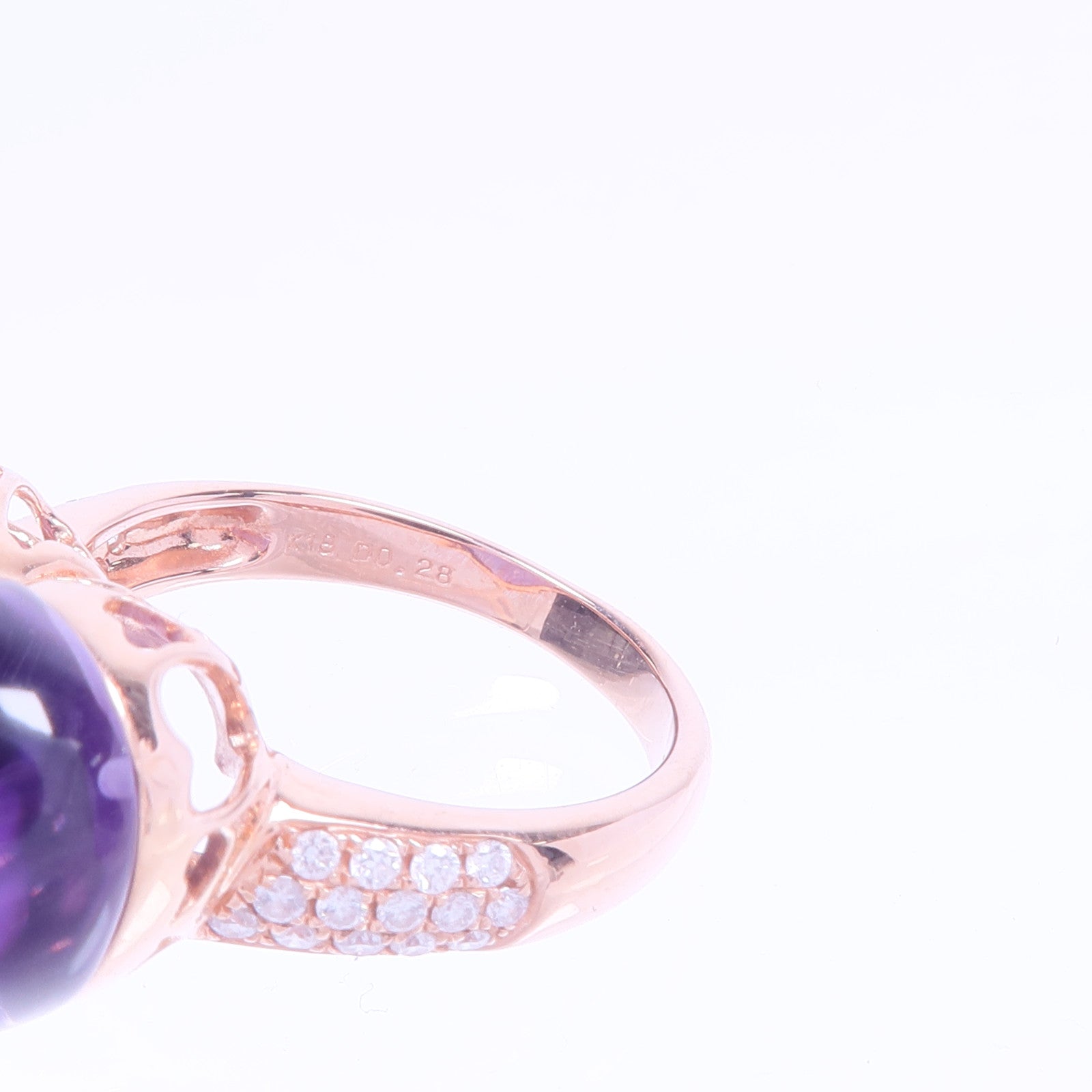 JEWELRY 18K黃金Amethyst Diamond Ring紫晶/鑽石戒指US#7.5