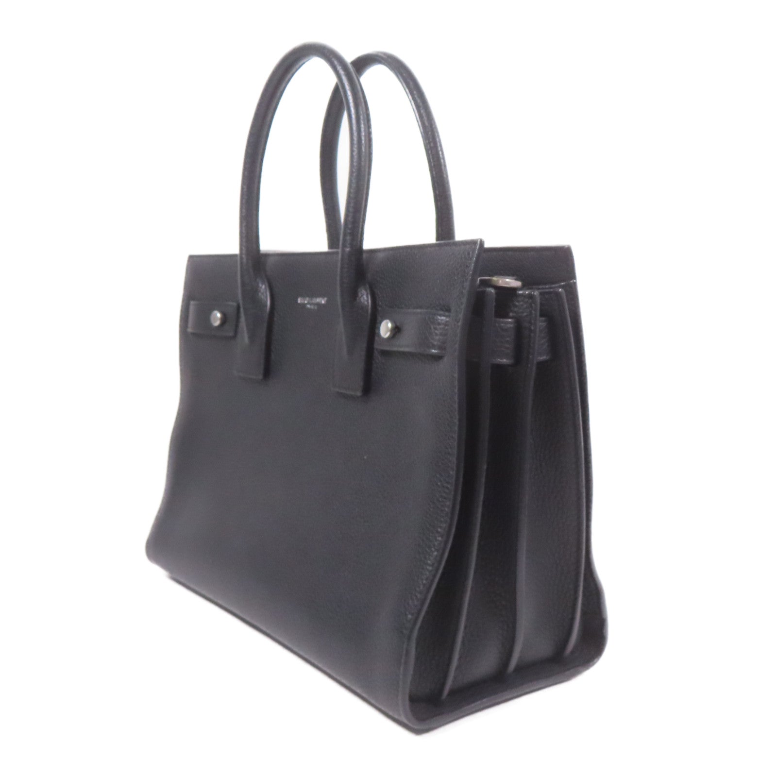 SAINT LAURENT 牛皮皮革Sac De Jour Souple銀扣手挽肩背兩用袋