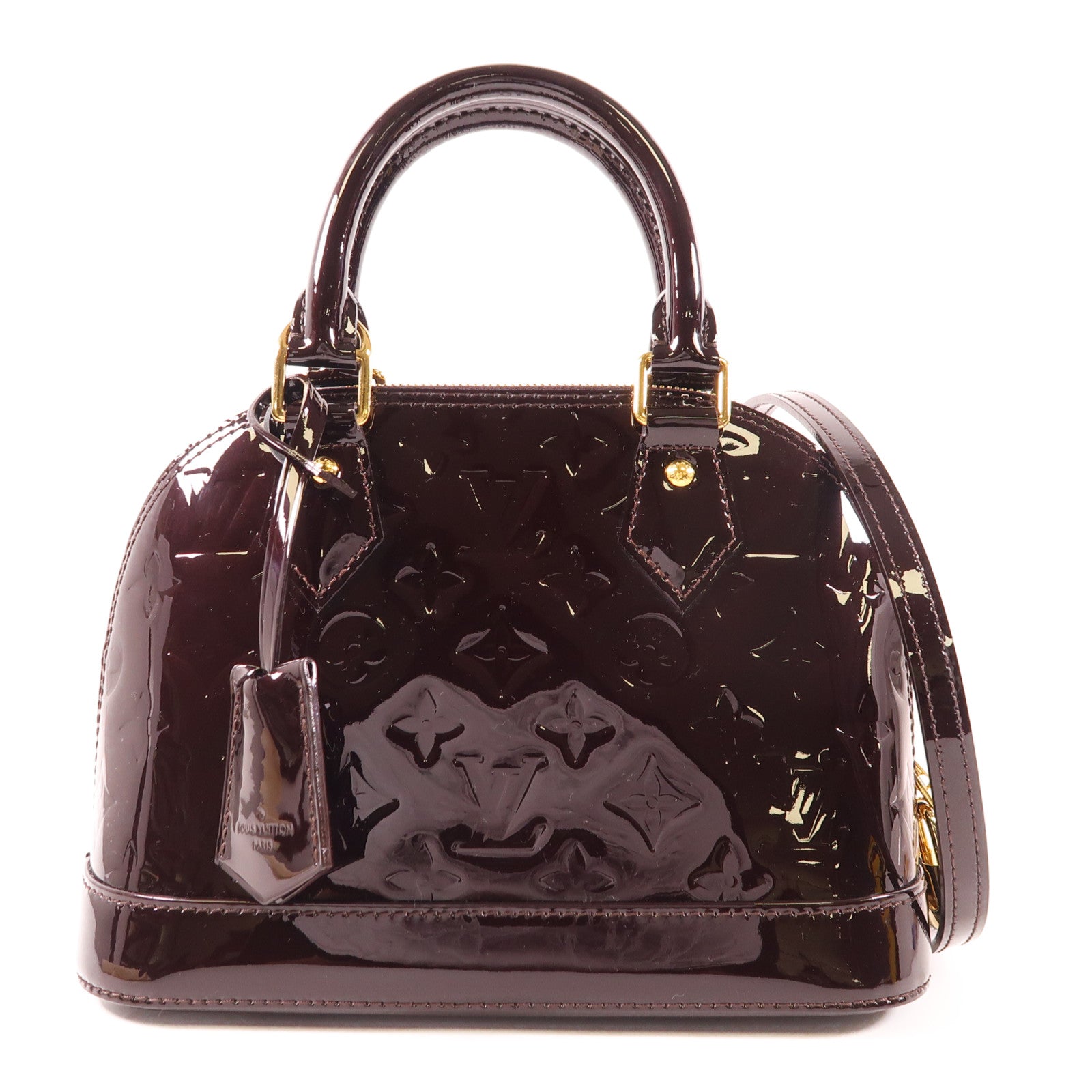LOUIS VUITTON Vernis Alma BB金扣手挽肩背兩用袋酒紅色