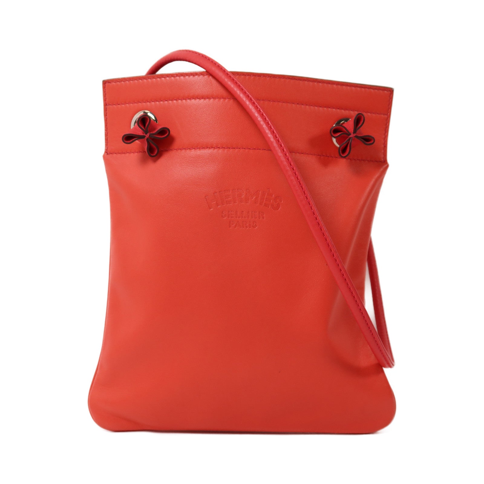 HERMES Swift皮革Aline Mini銀扣肩背袋Rouge Indien