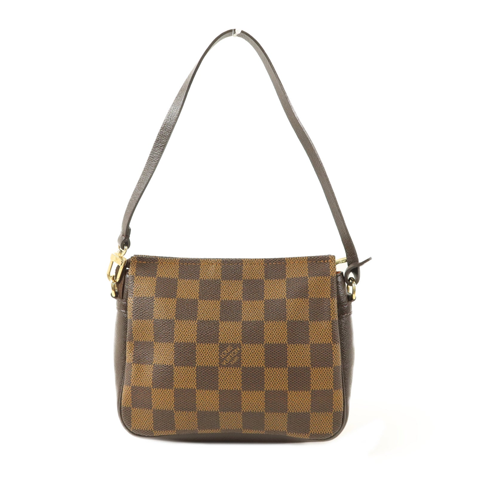 LOUIS VUITTON Damier Trousse Makeup Accessory Pouch金扣手挽袋棕色