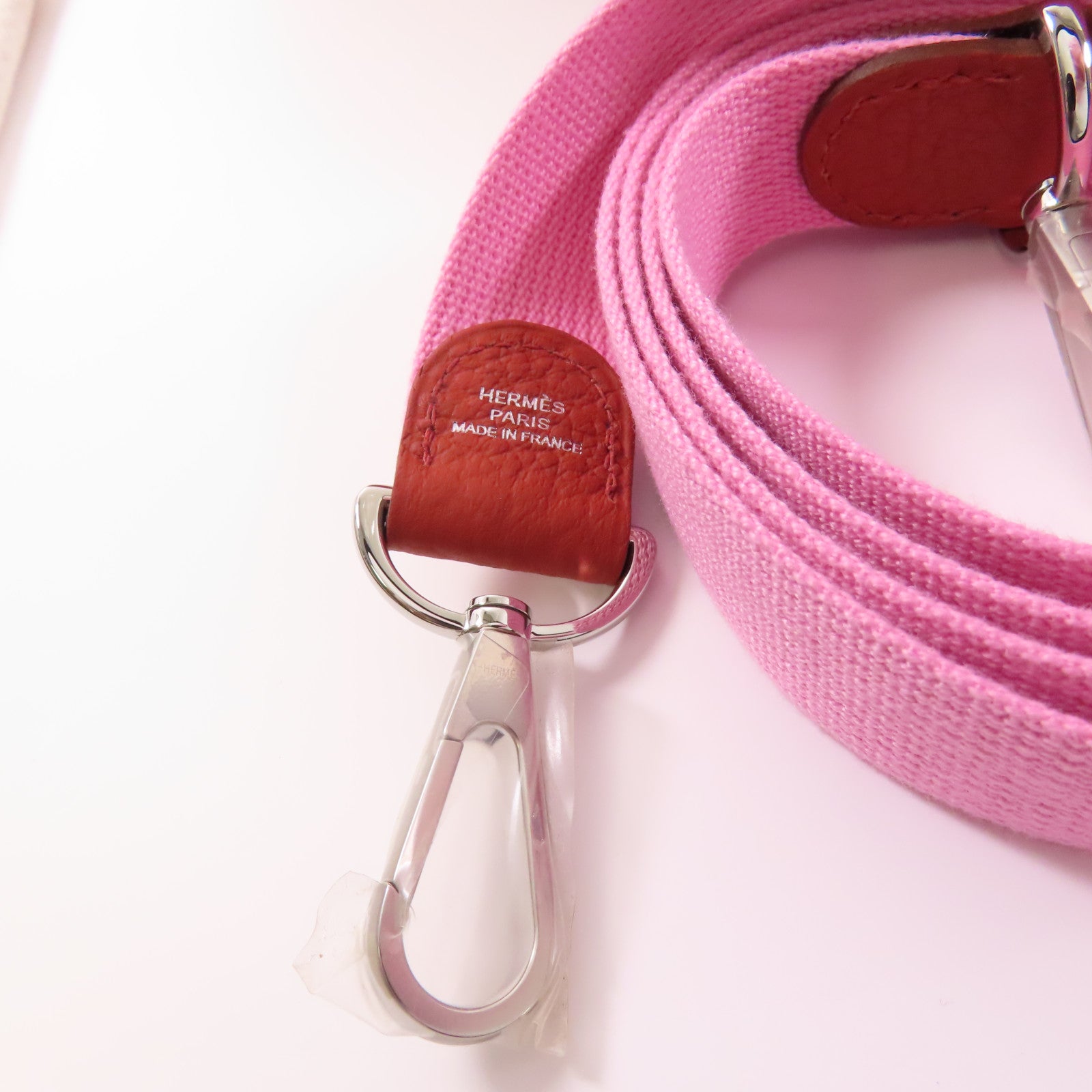 HERMES 帆布Garden File PM銀扣手挽肩背兩用袋Rouge Duchesse