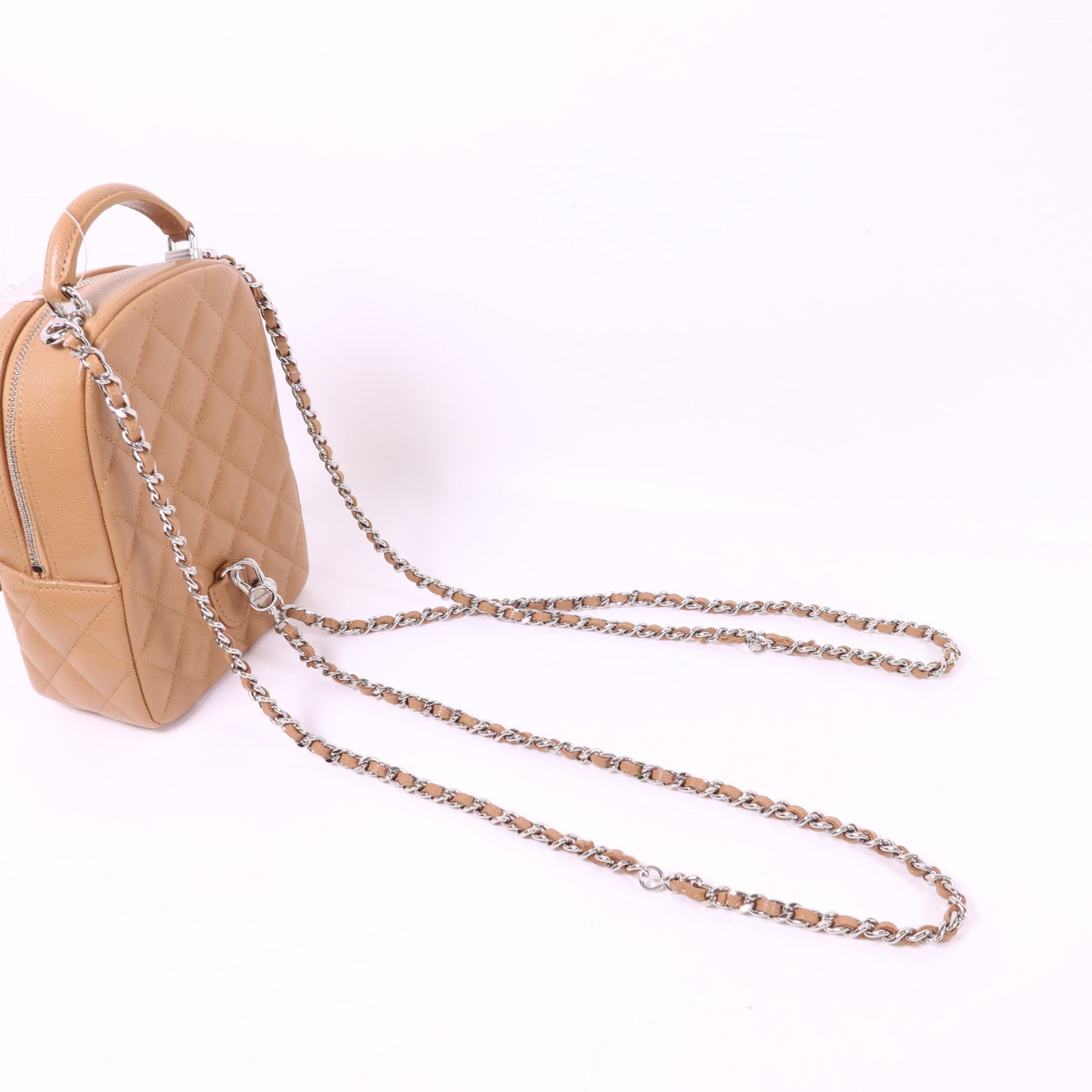 CHANEL 牛皮皮革Mini Backpack銀扣背包