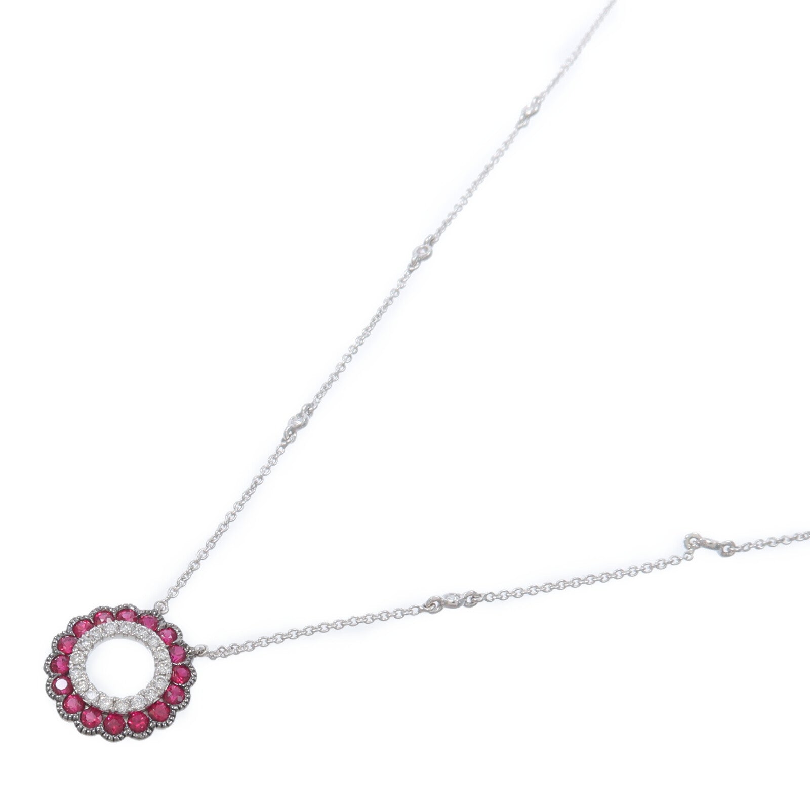 JEWELRY 18K白金Ruby Diamond紅寶石/鑽石項鍊