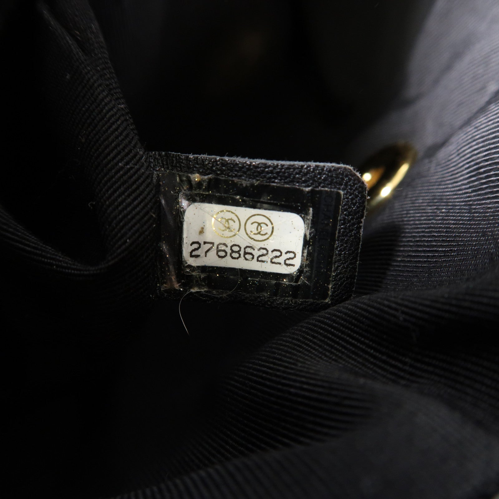CHANEL 菱格羊皮皮革Backpack金扣背包黑色