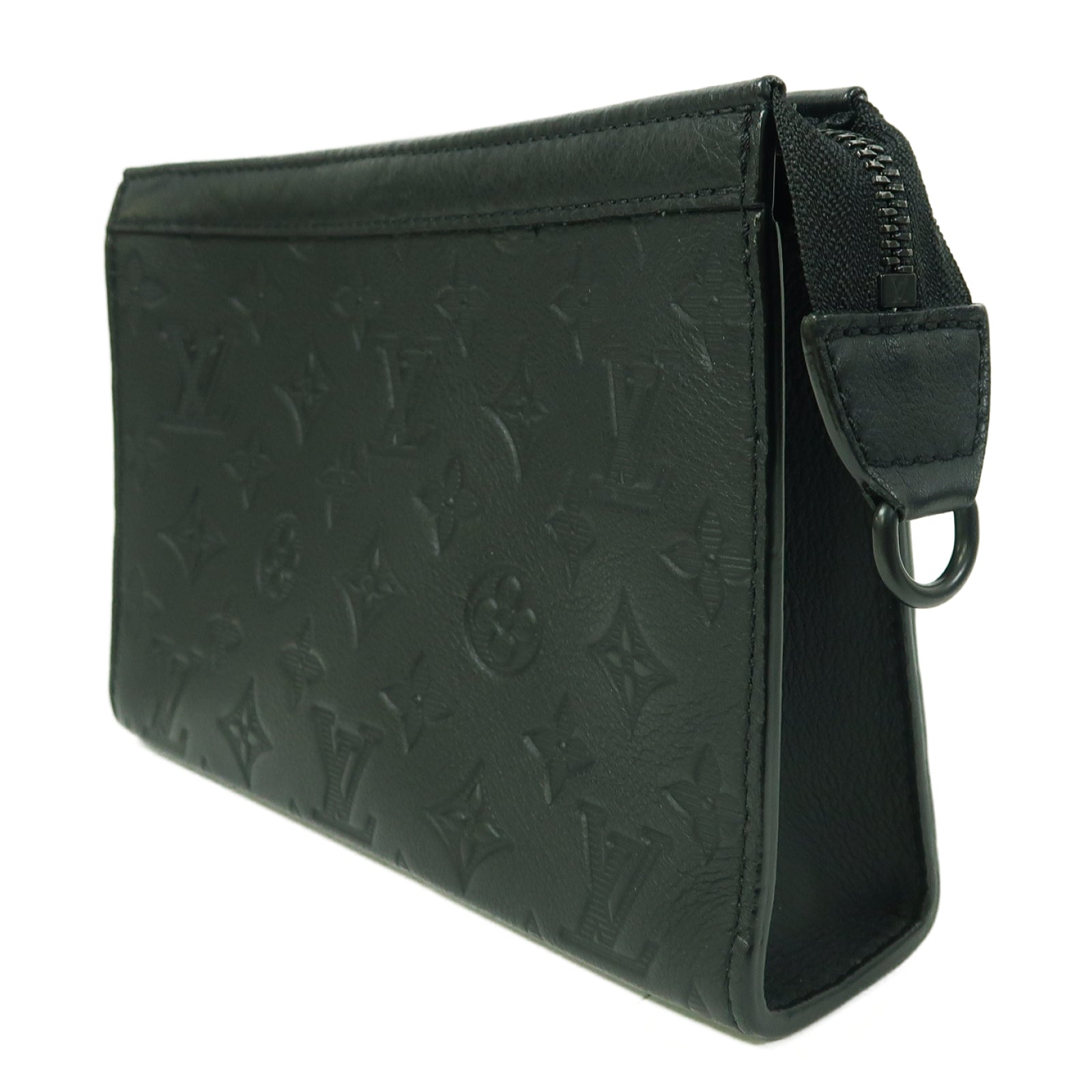 LOUIS VUITTON Monogram Shadow Gaston黑扣肩背袋黑色